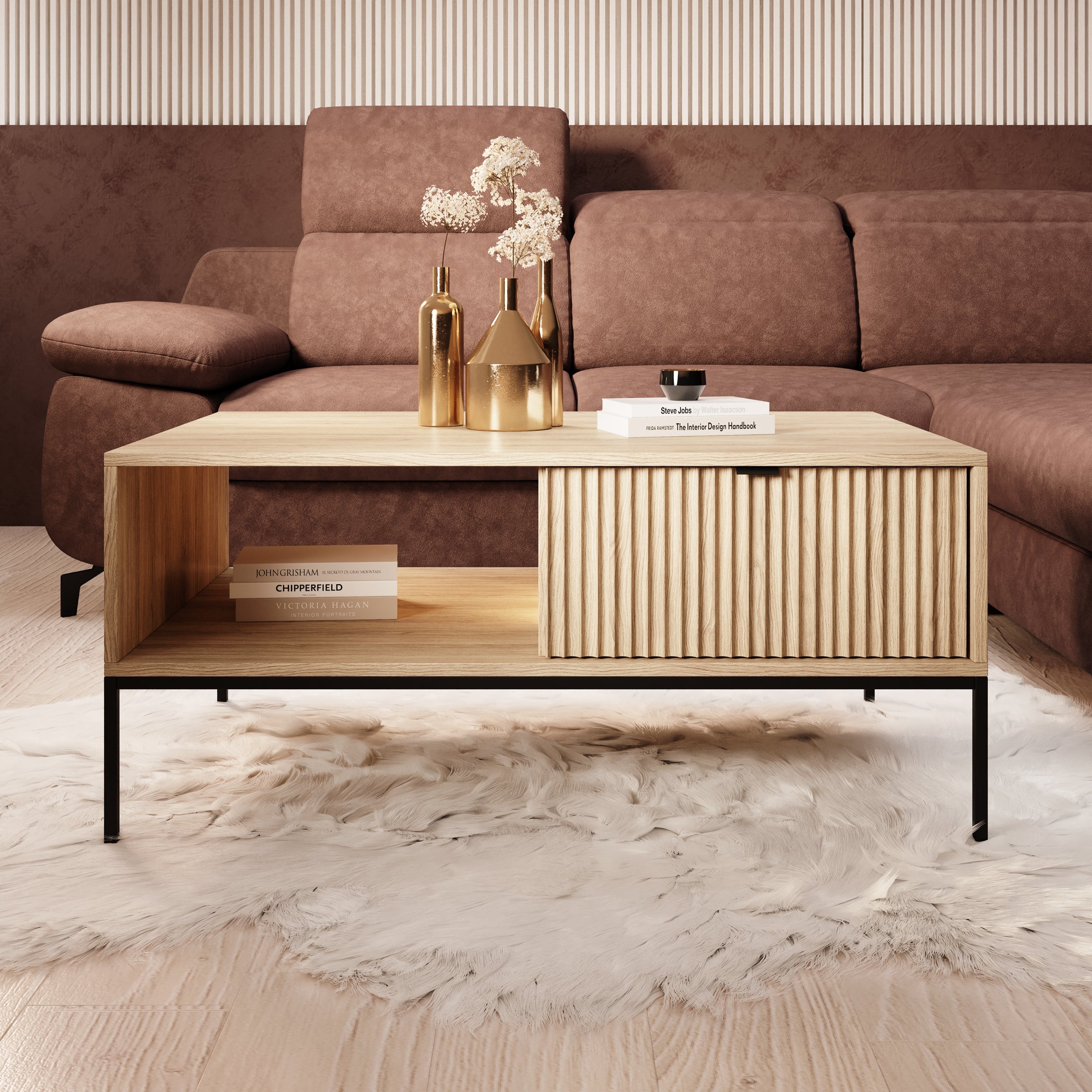 Navil - Salontafel - Eikenpatroon - 104x68x46 cm