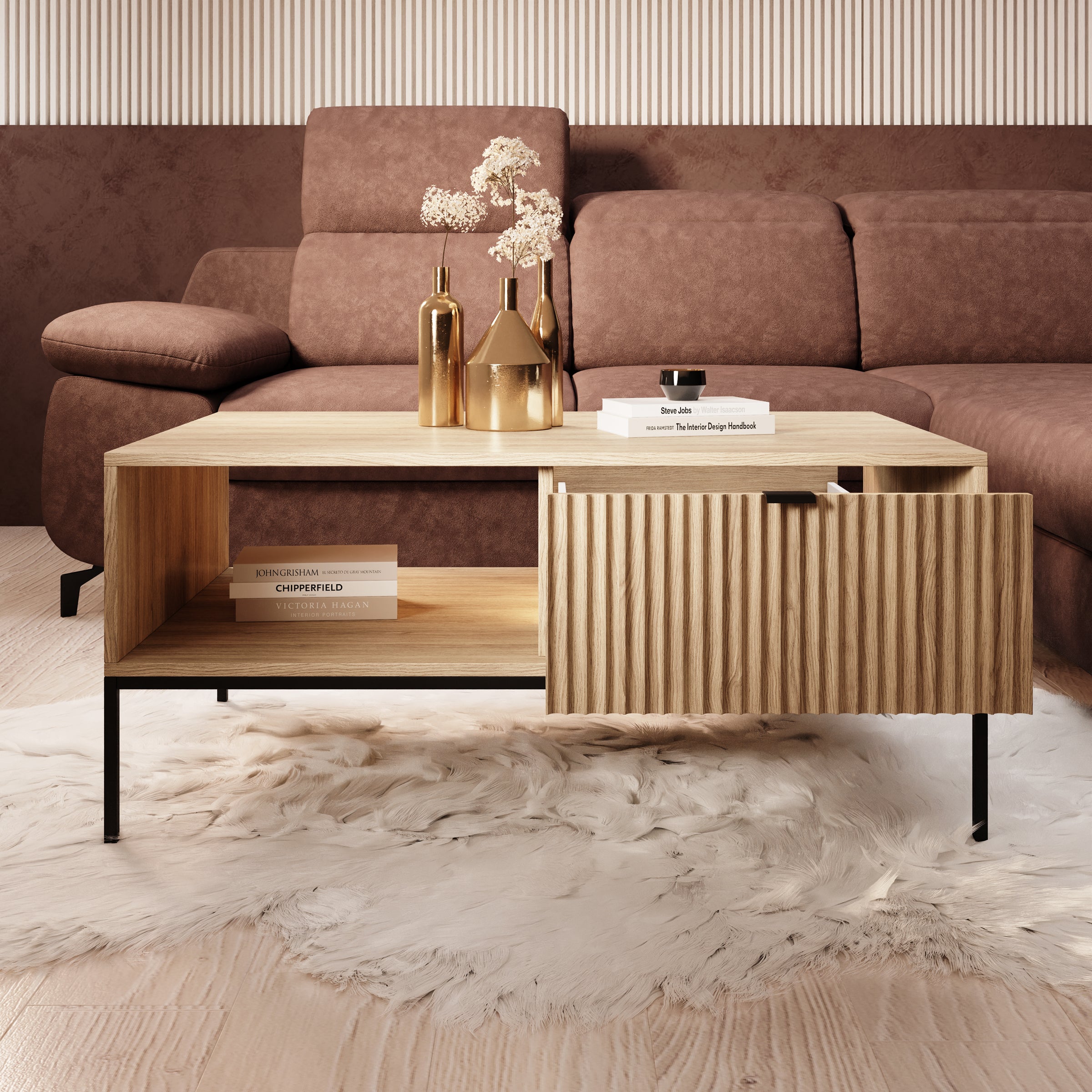 Navil - Salontafel - Eikenpatroon - 104x68x46 cm