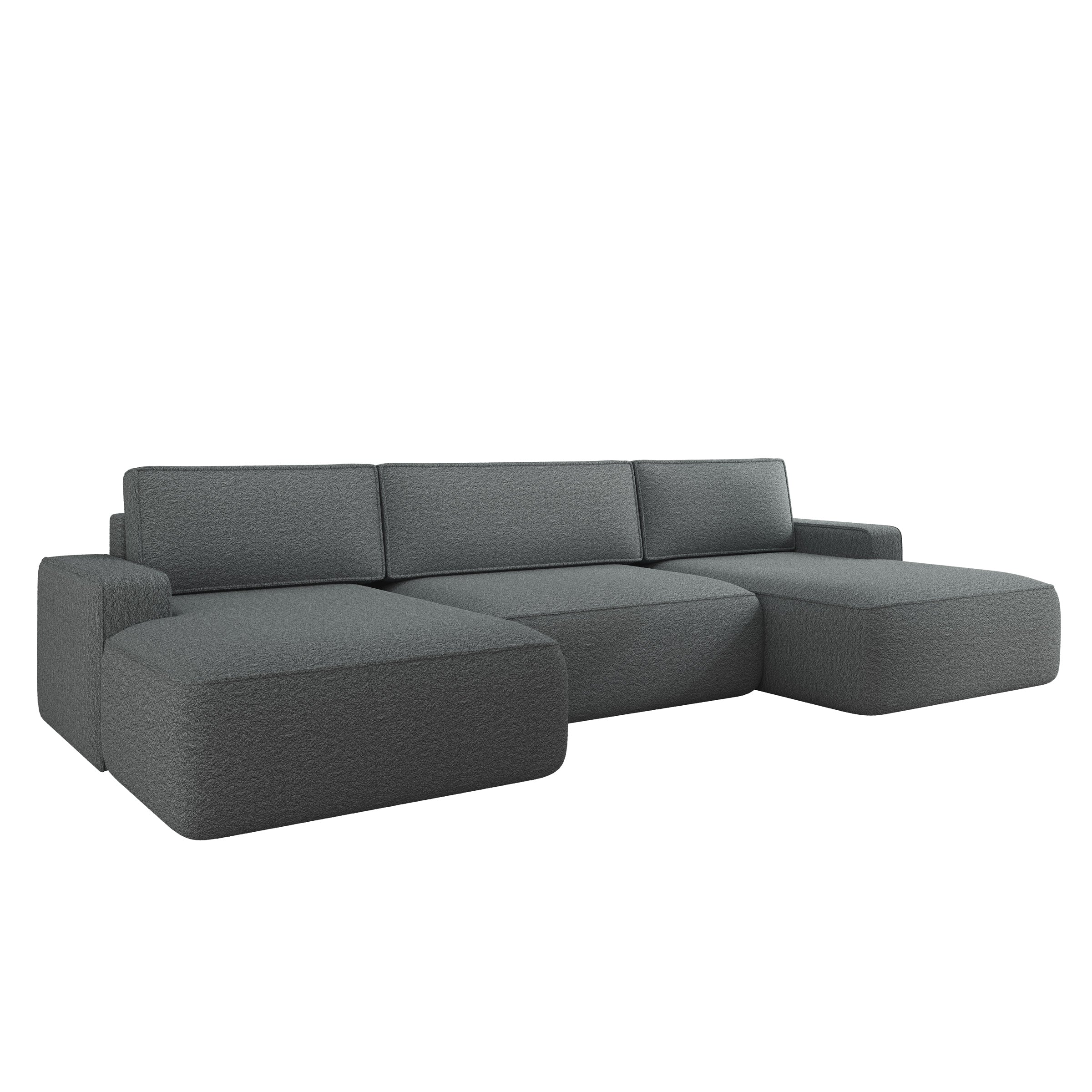 Nayir - Hoekbank 3-zits met chaise longues - Stof antraciet