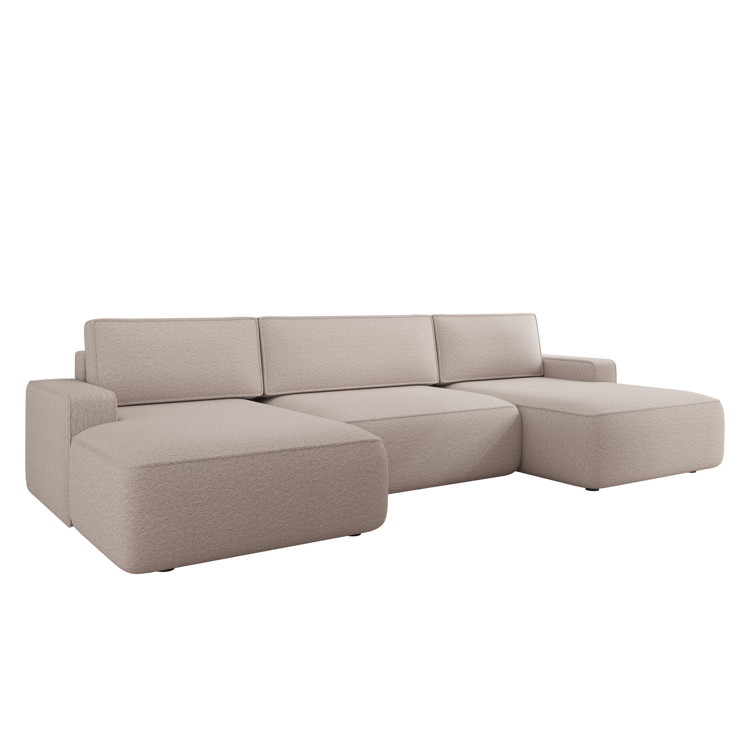 Nayir - Hoekbank 3-zits met chaise longues - Stof beige