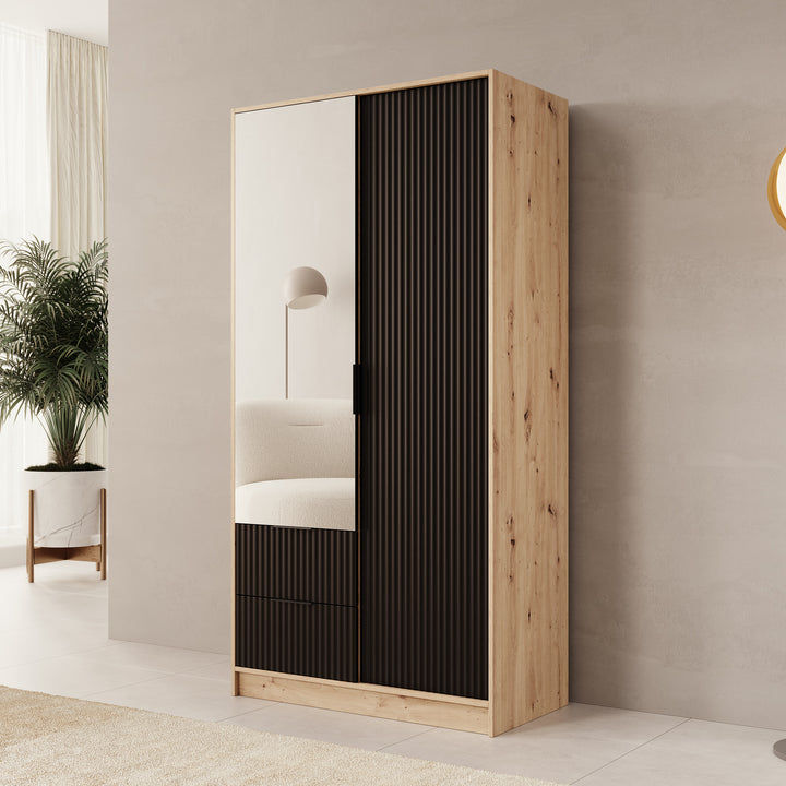 Negroni - Kledingkast 2 deurs - Eiken/Zwart - 102x51x200 cm