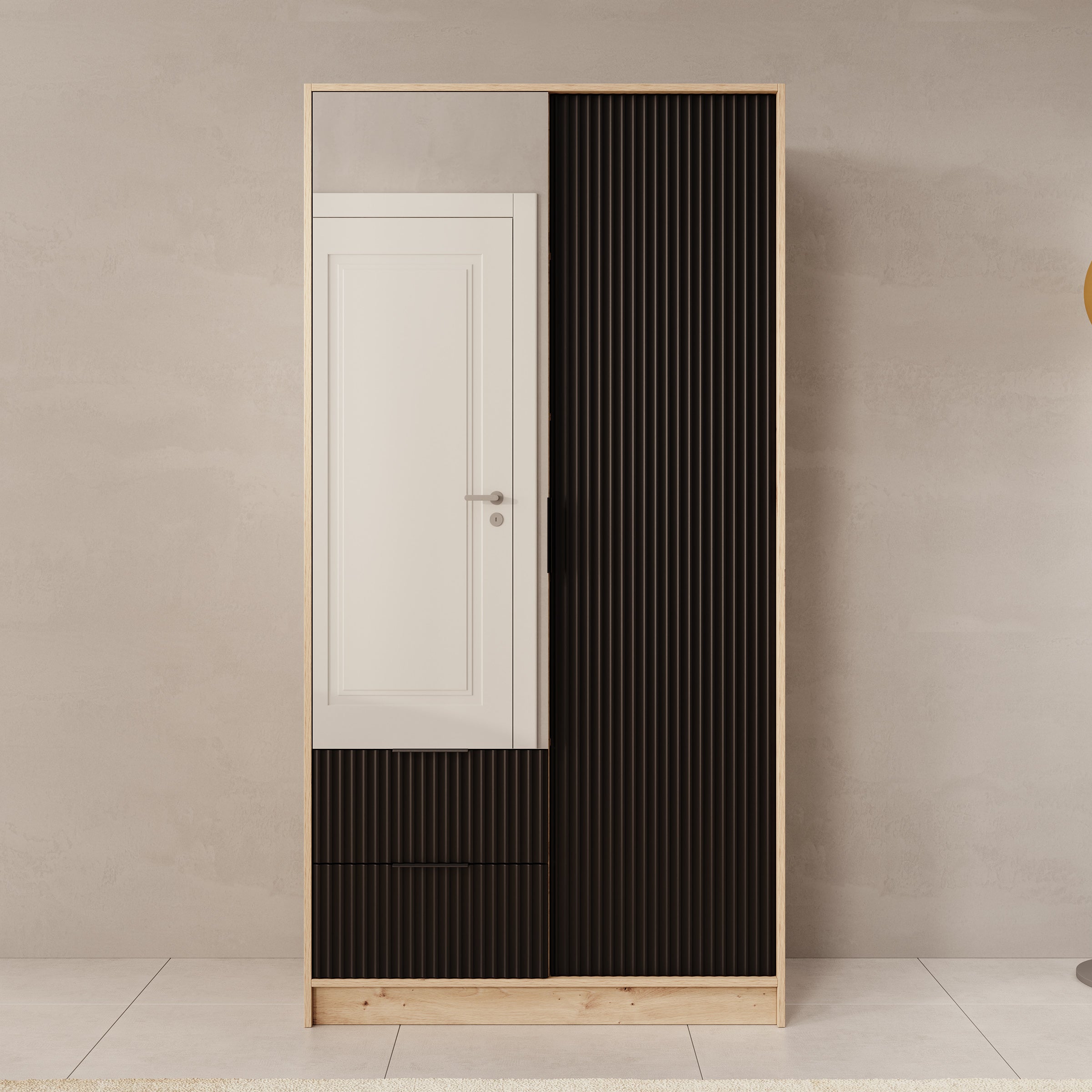 Negroni - Kledingkast 2 deurs - Eiken/Zwart - 102x51x200 cm