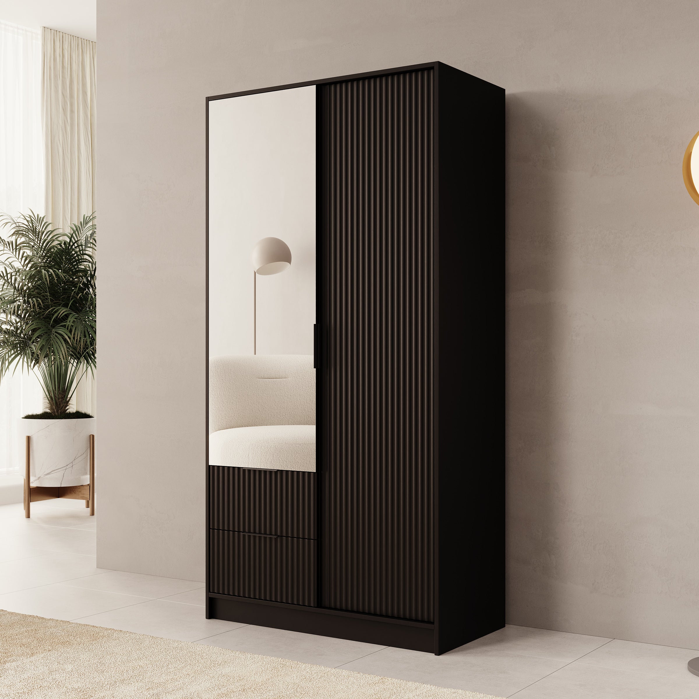 Negroni - Kledingkast 2 deurs - Zwart - 102x51x200 cm