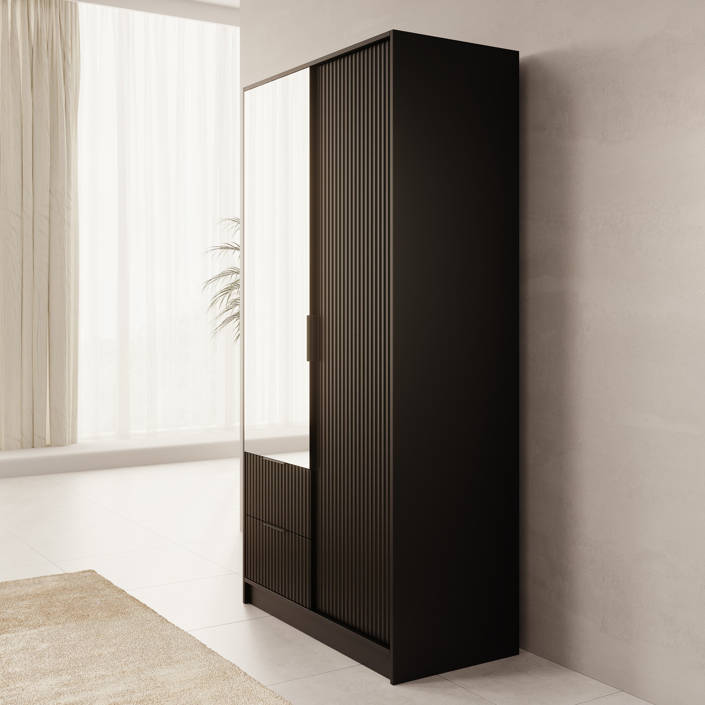 Negroni - Kledingkast 2 deurs - Zwart - 102x51x200 cm