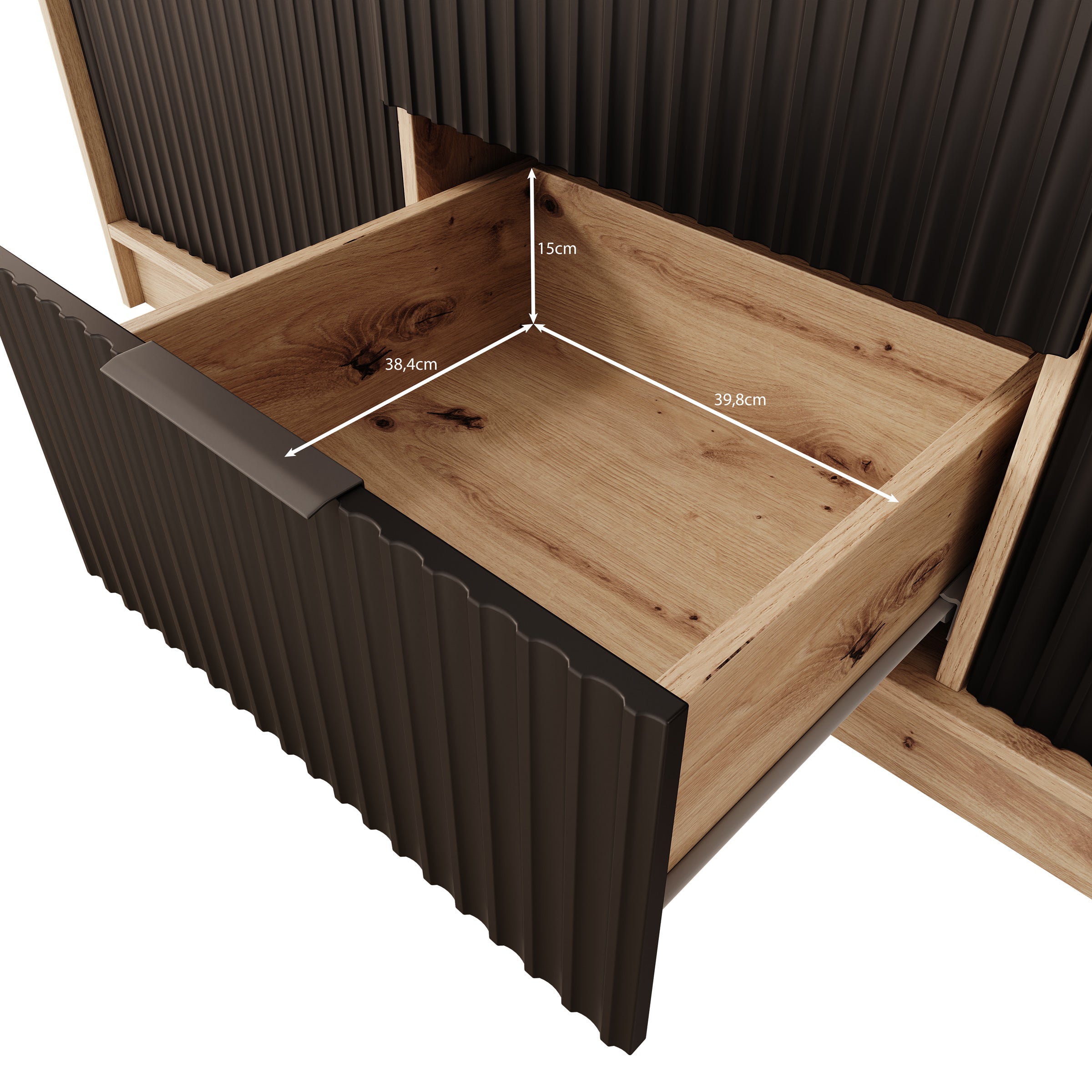 Negroni - Kledingkast met 3 deuren - Eiken/Zwart - 150x51x20