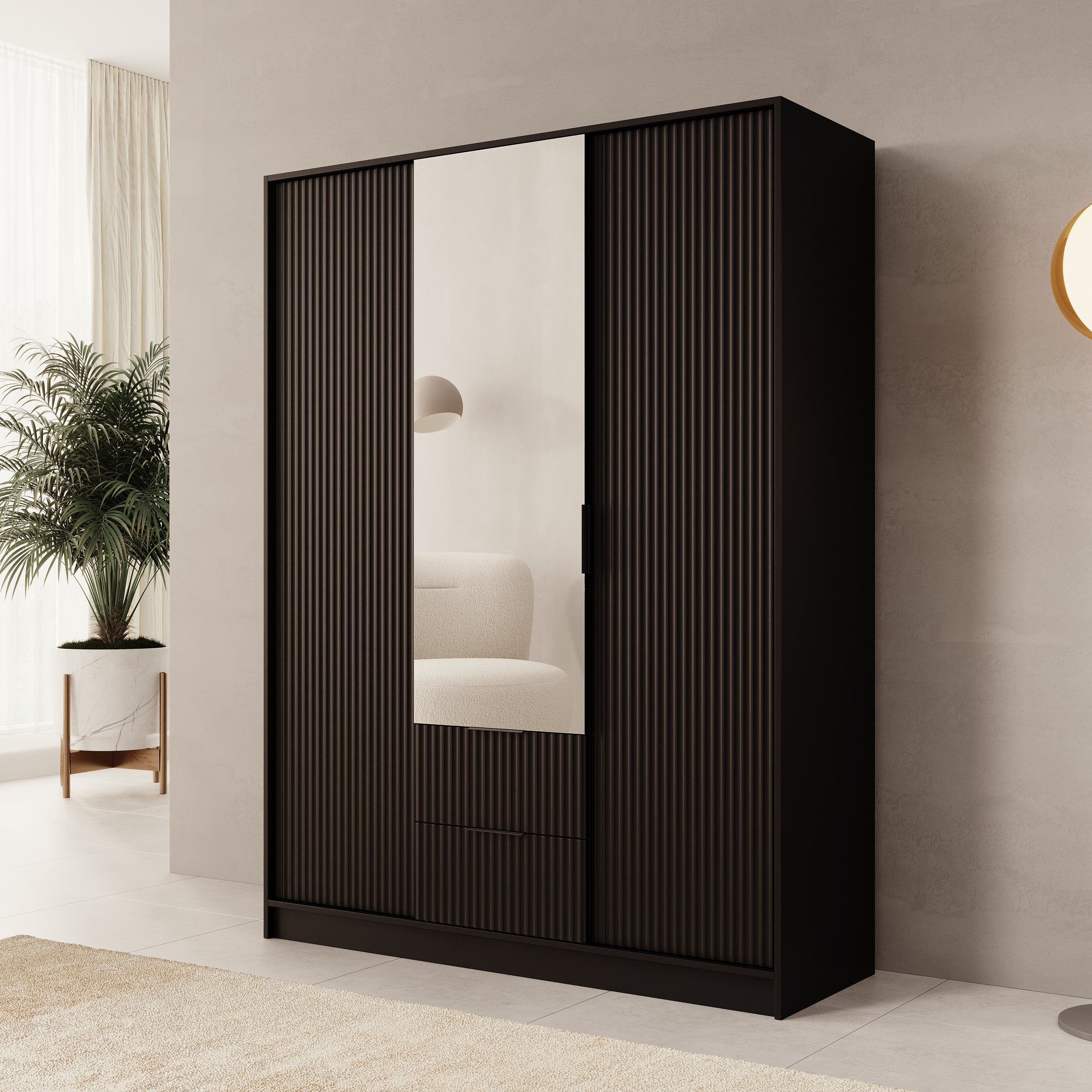 Negroni - Kledingkast met 3 deuren - Zwart - 150x51x200 cm