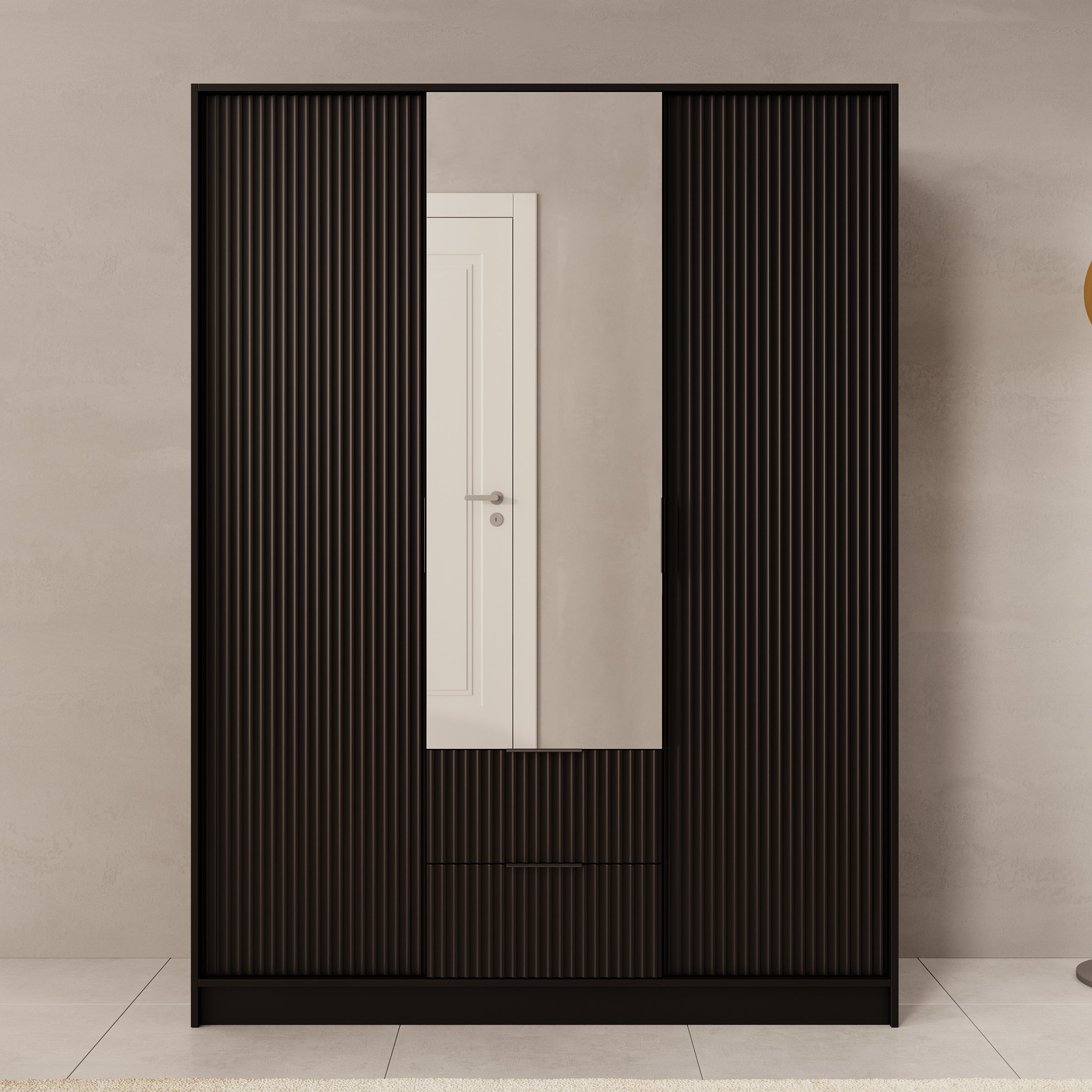 Negroni - Kledingkast met 3 deuren - Zwart - 150x51x200 cm