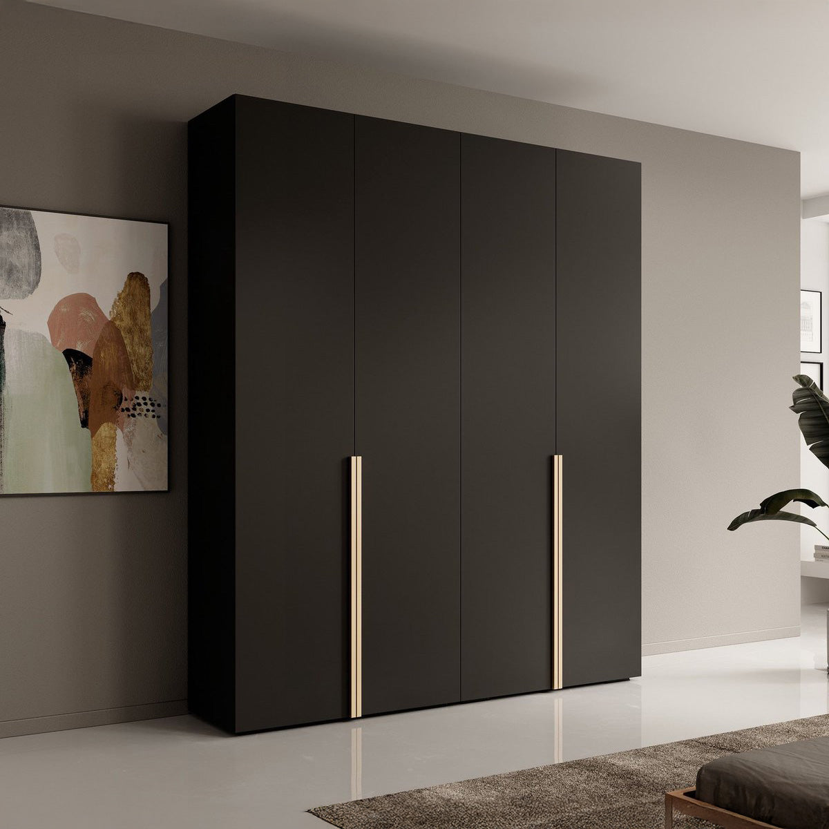 Nexus - Kledingkast - Mat zwart - 200x47x237 cm