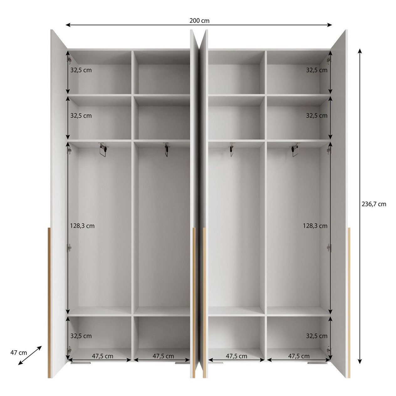 Nexus - Kledingkast - Mat zwart - 200x47x237 cm