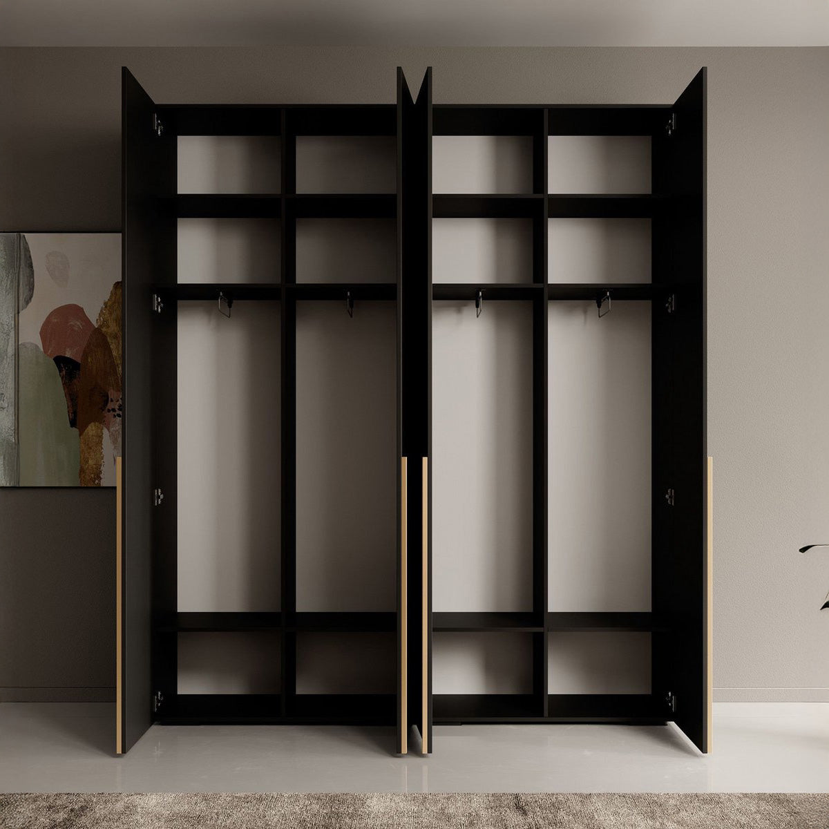 Nexus - Kledingkast - Mat zwart - 200x47x237 cm