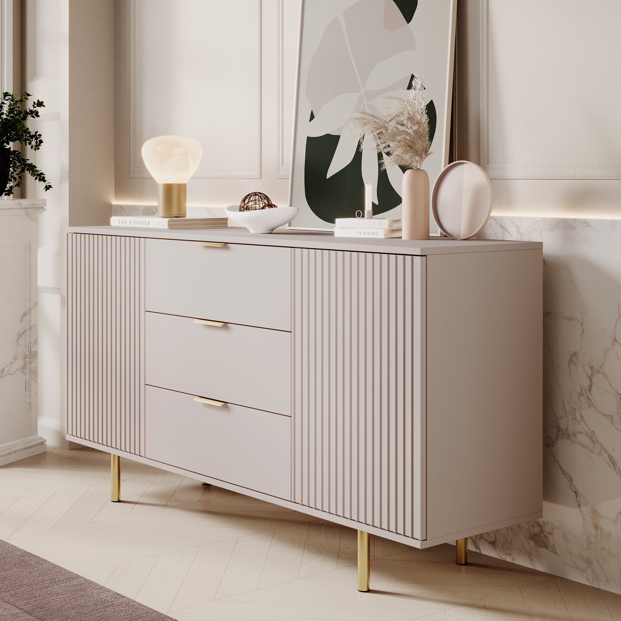 Nicola - Dressoir - Beige - 150x41x80 cm
