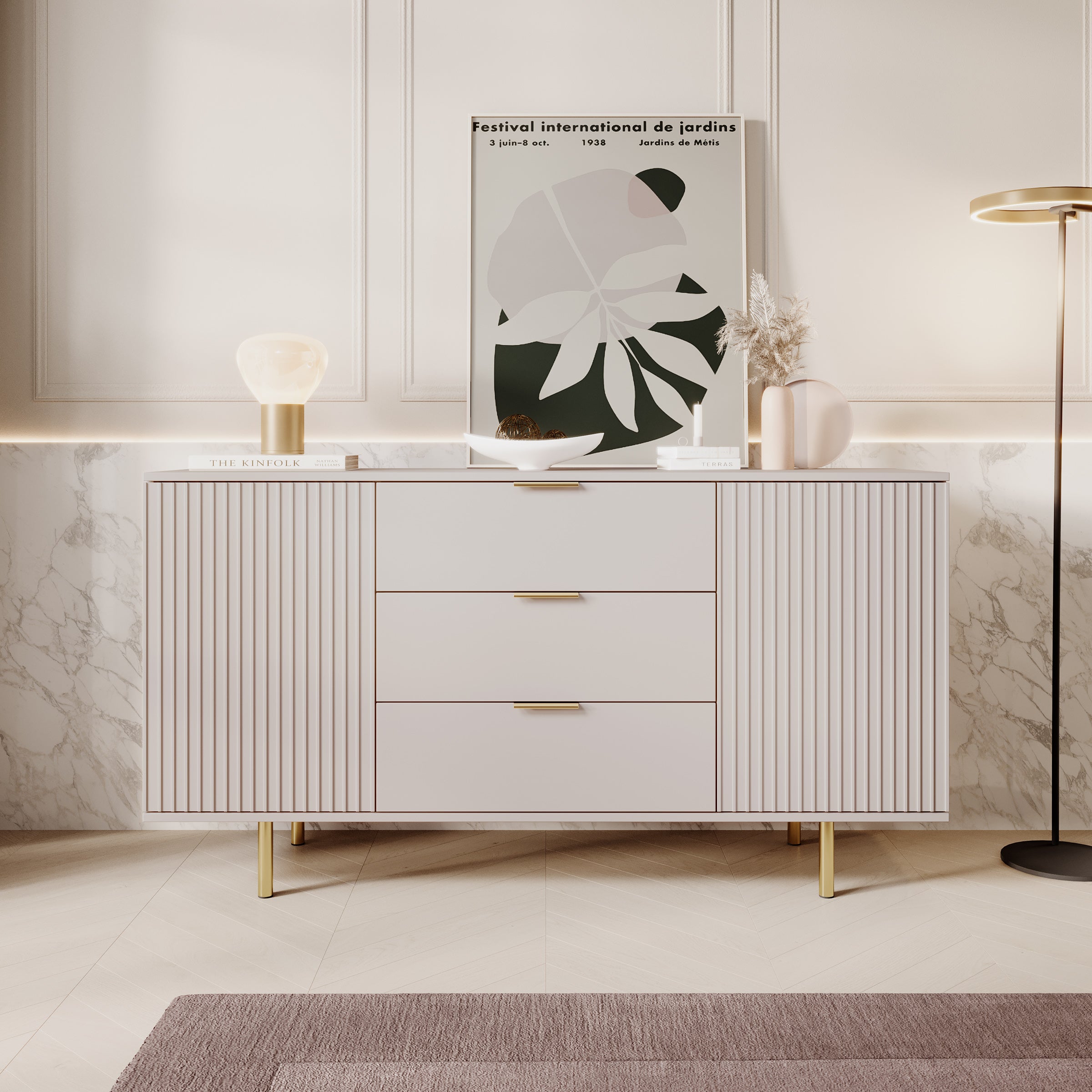 Nicola - Dressoir - Beige - 150x41x80 cm