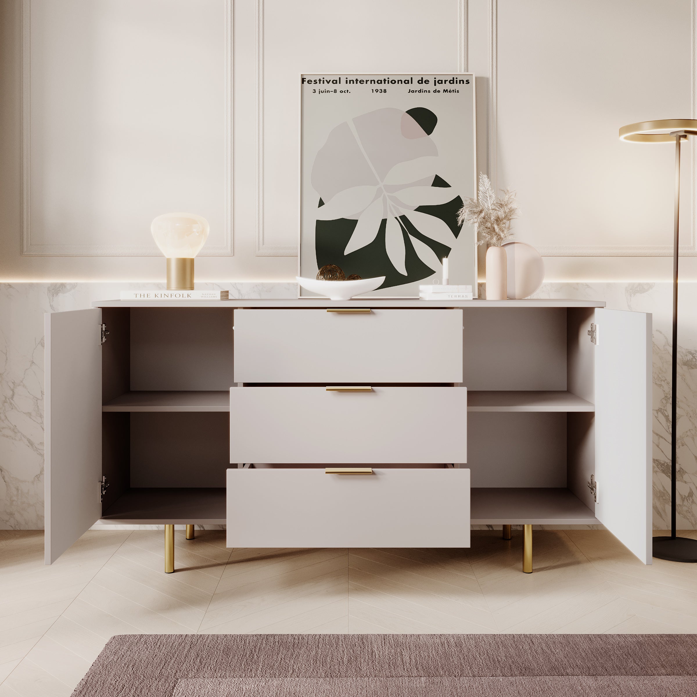 Nicola - Dressoir - Beige - 150x41x80 cm