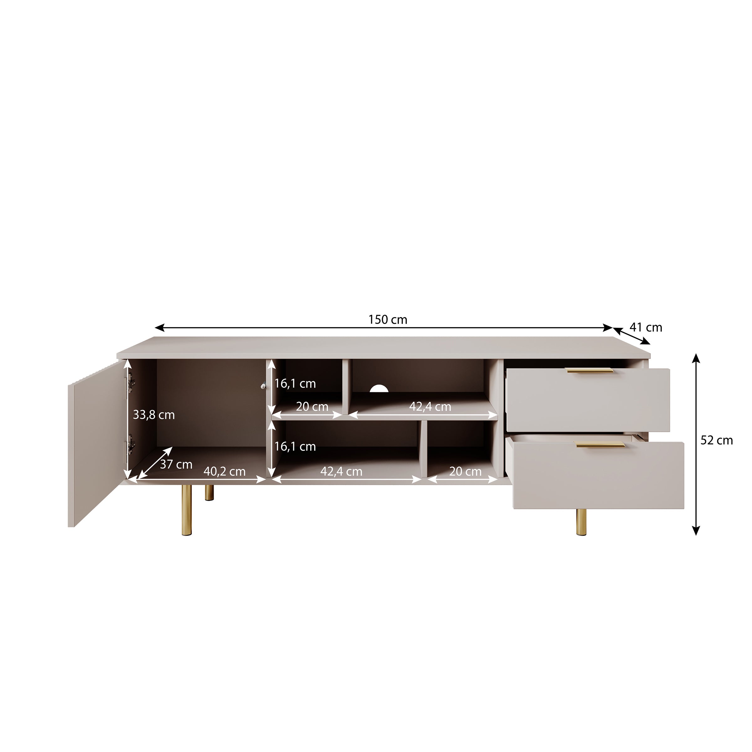 Nicola - TV-Meubel - Beige  - 150x41x52 cm