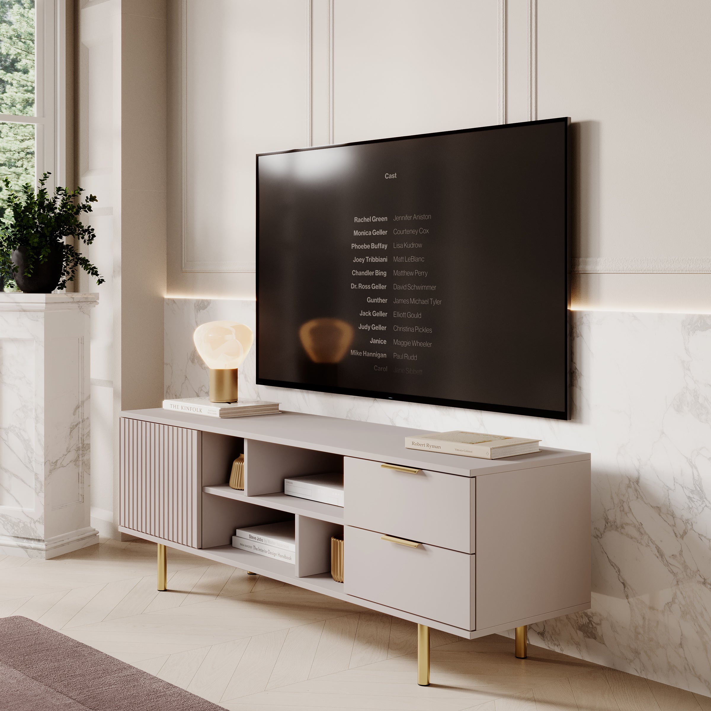 Nicola - TV-Meubel - Beige  - 150x41x52 cm