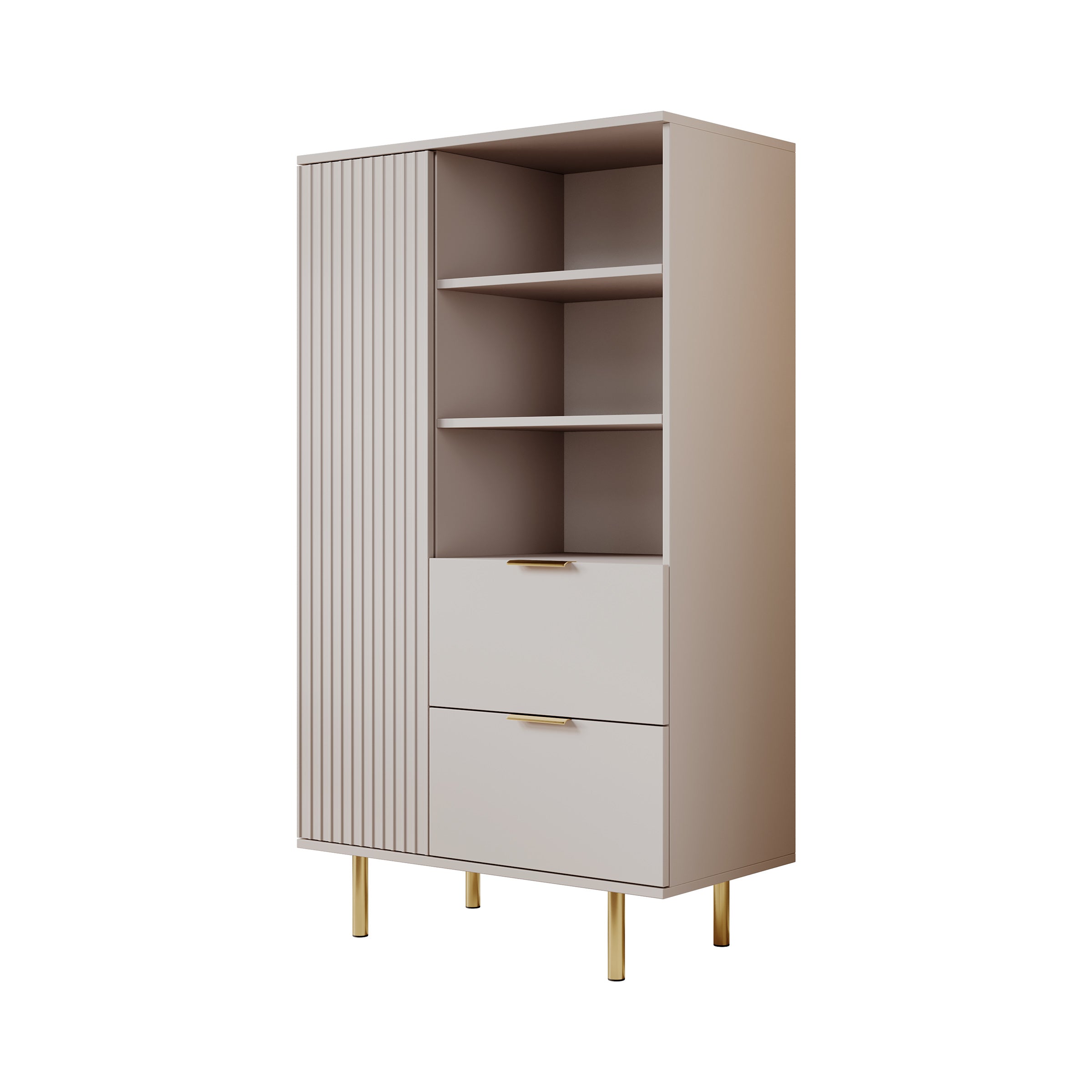 Nicola - Vitrinekast - Beige - 80x41x140 cm