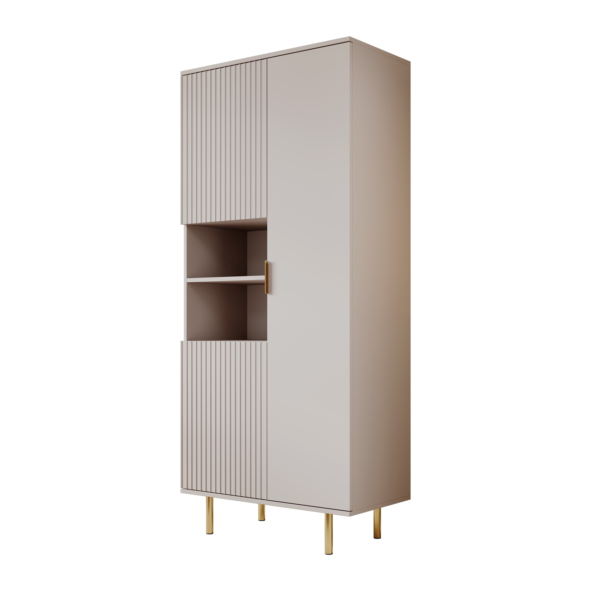 Nicola - Vitrinekast - Beige - 80x41x190 cm
