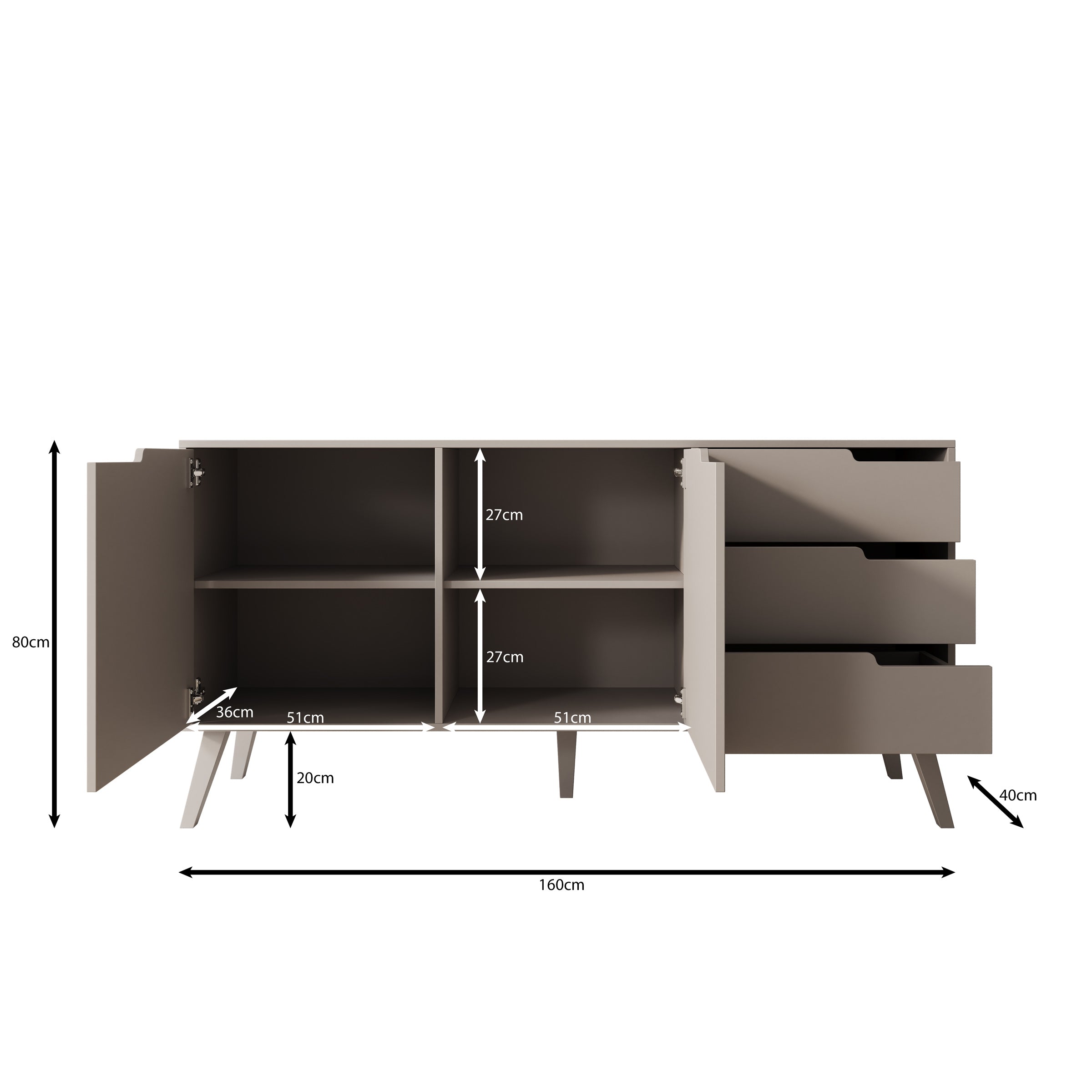 Nido - Dressoir - Beige - 160x40x80 cm
