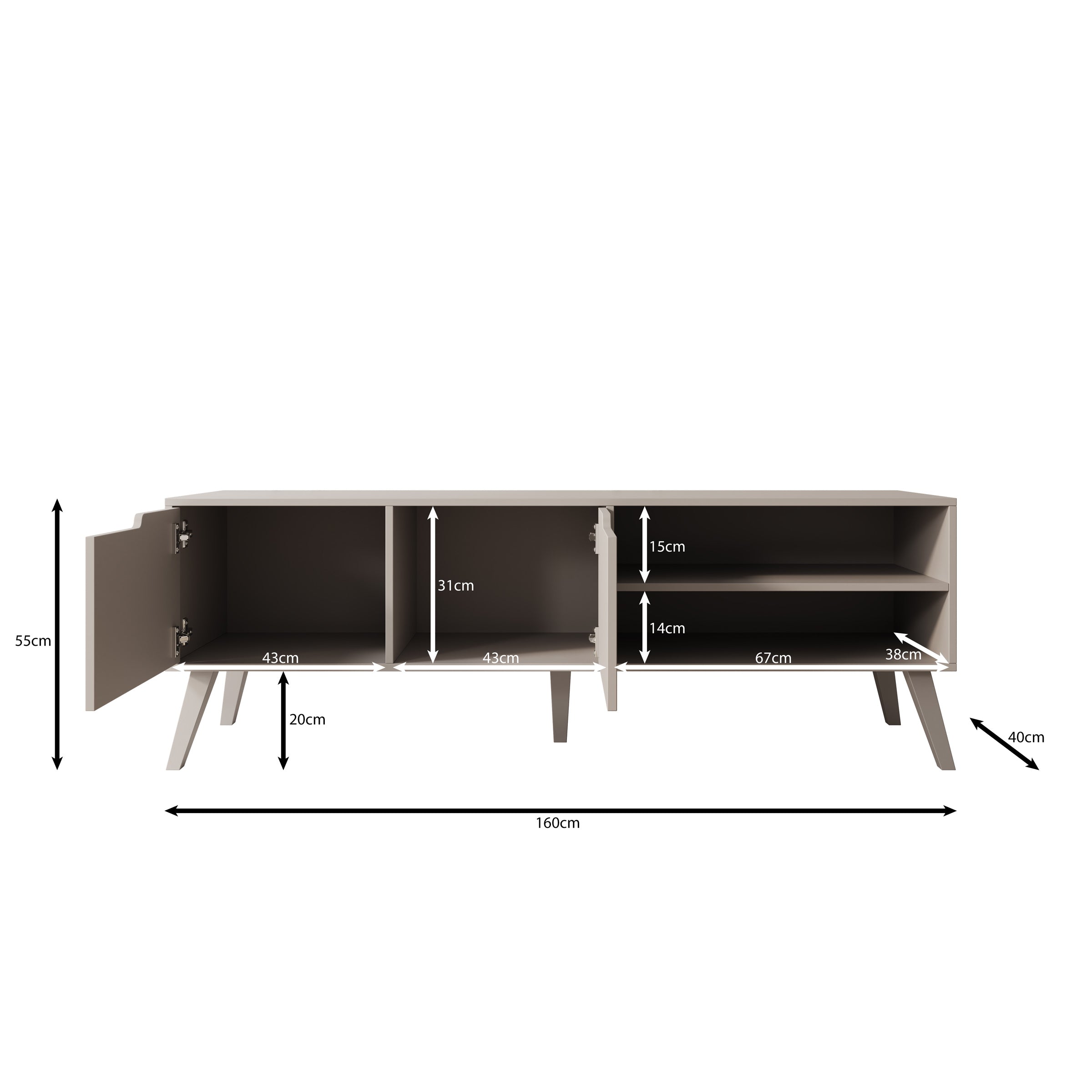Nido - TV-Meubel - Donker eikenpatroon - 160x40x55 cm