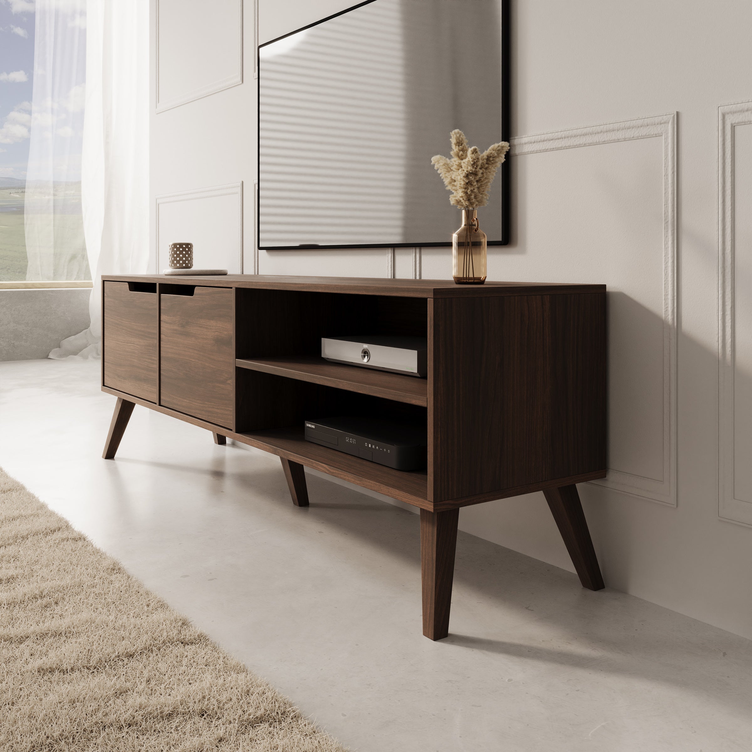 Nido - TV-Meubel - Donker eikenpatroon - 160x40x55 cm