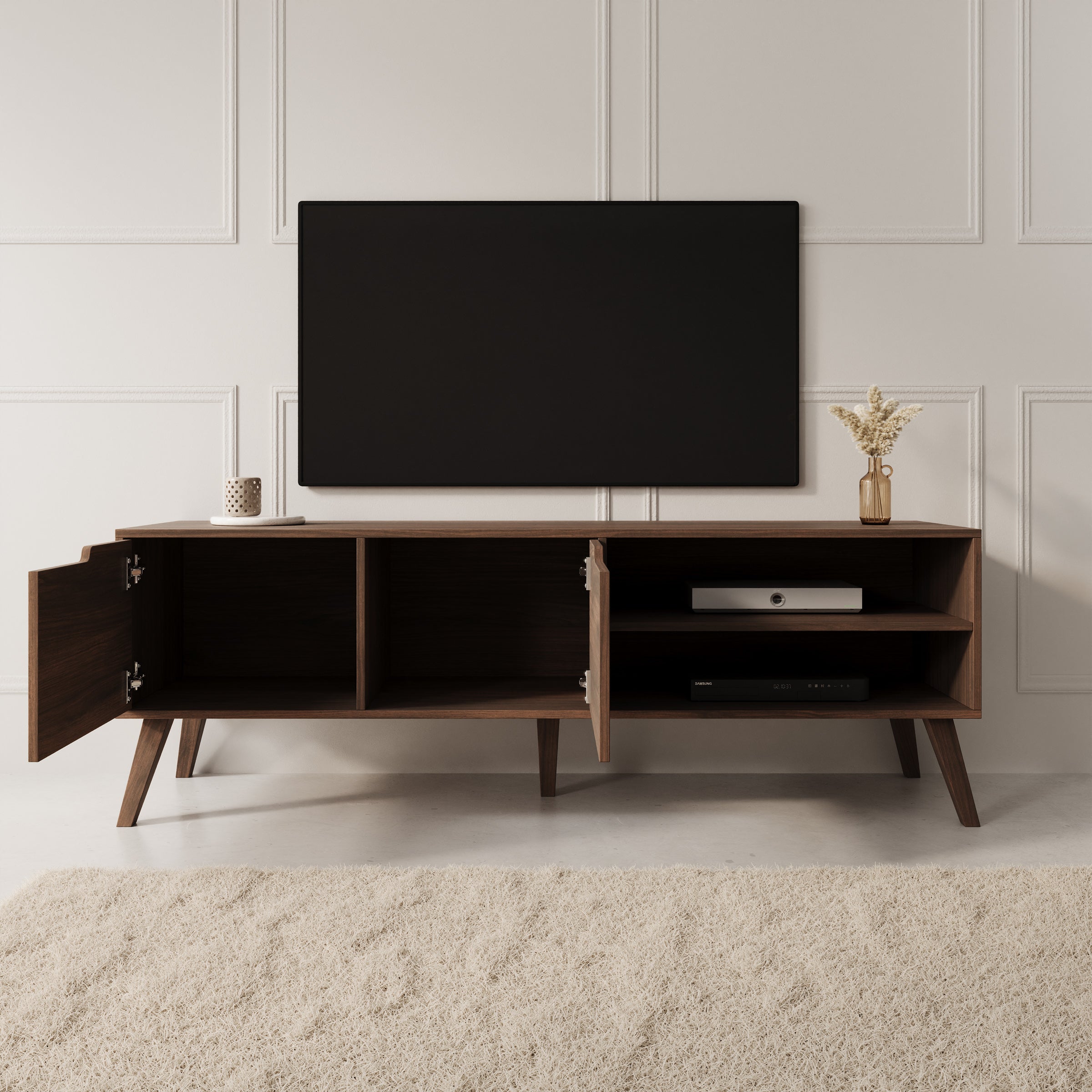 Nido - TV-Meubel - Donker eikenpatroon - 160x40x55 cm
