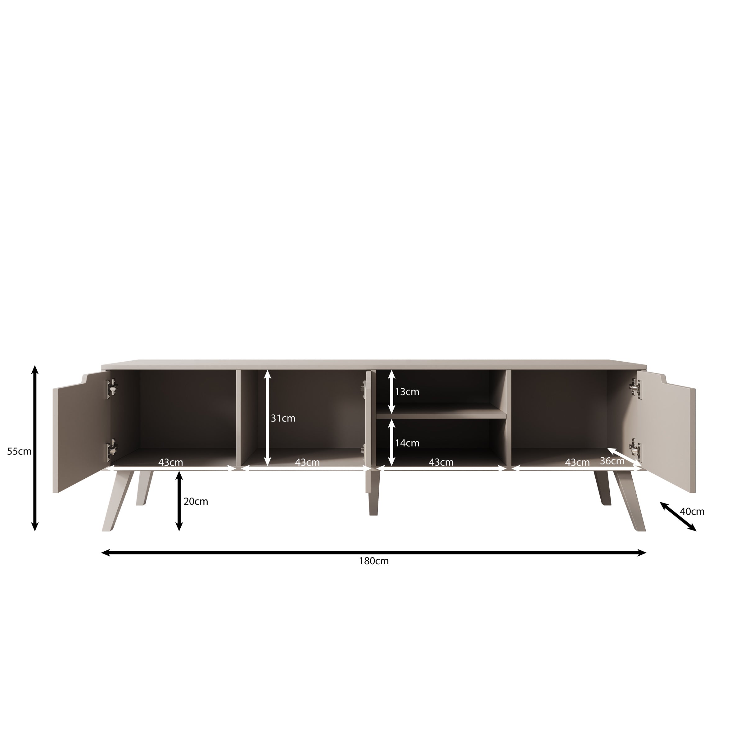 Nido - TV-Meubel - Donker eikenpatroon - 180x40x55 cm