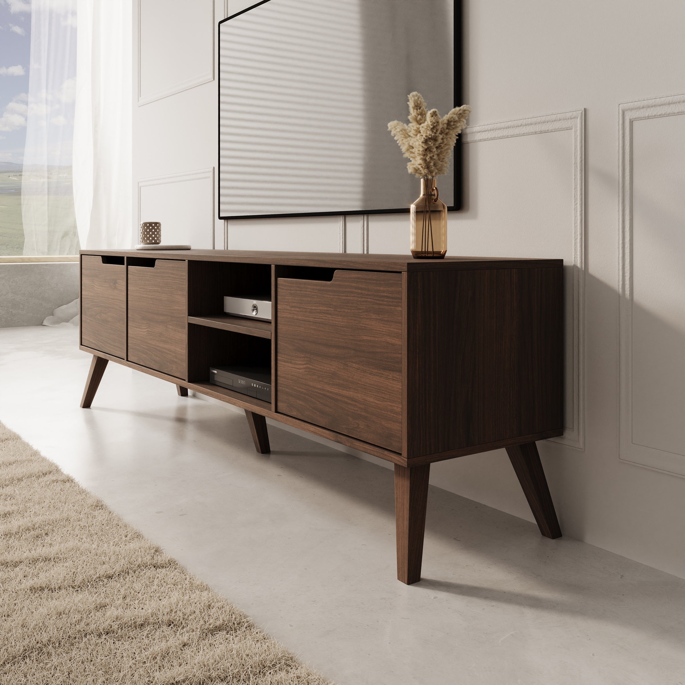 Nido - TV-Meubel - Donker eikenpatroon - 180x40x55 cm