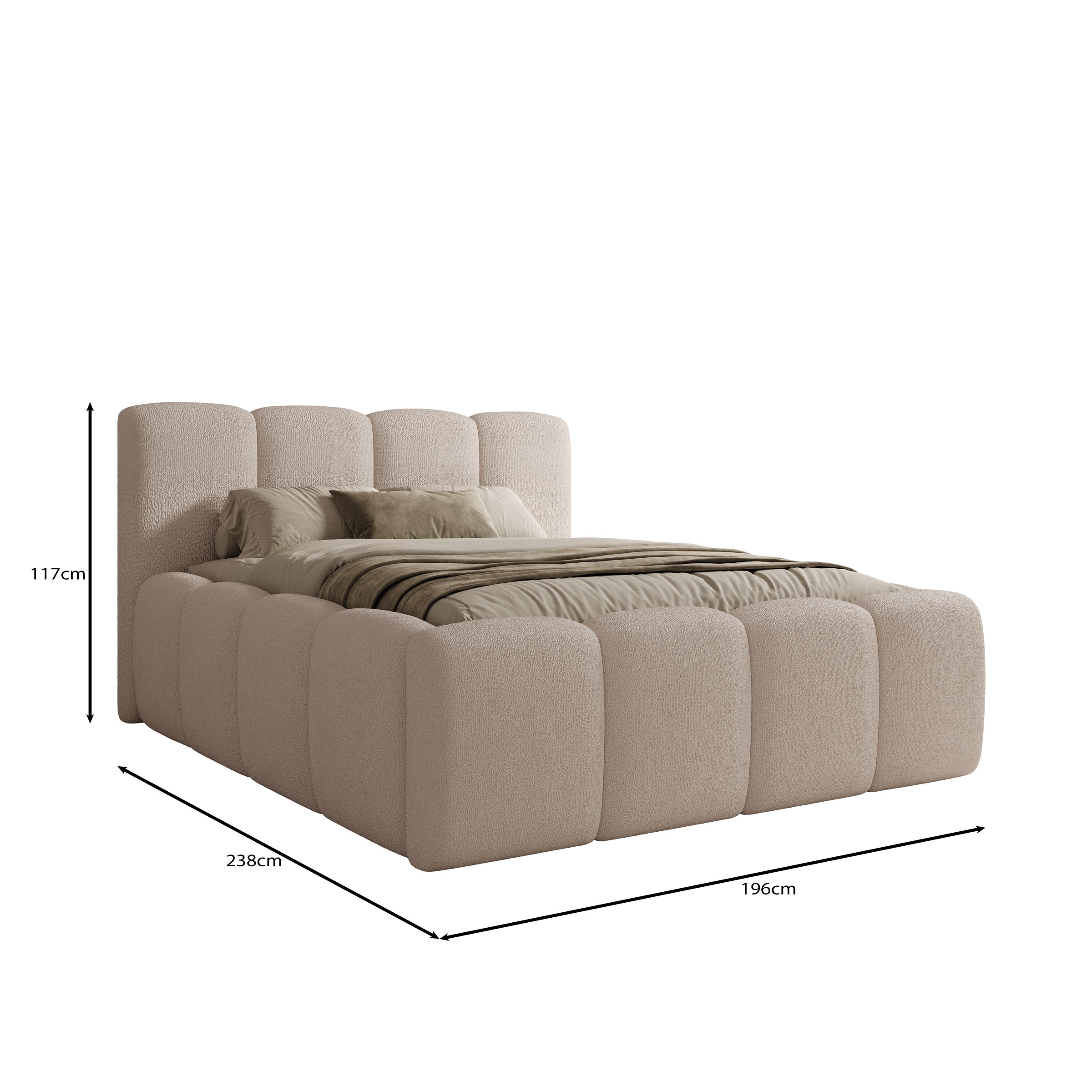 Nihito - Tweepersoonsbed - Stof beige - 160x200 cm