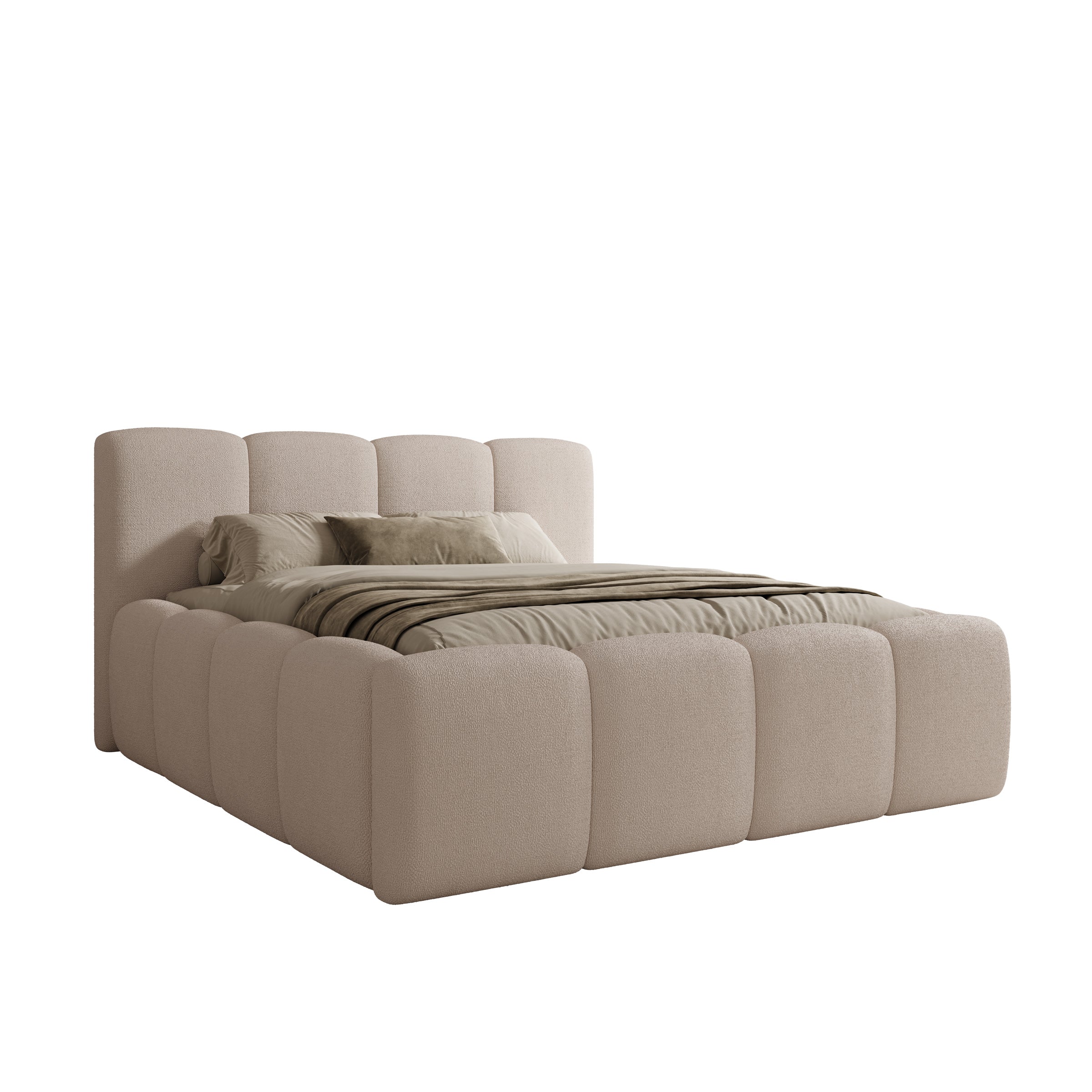 Nihito - Tweepersoonsbed - Stof beige - 180x200 cm