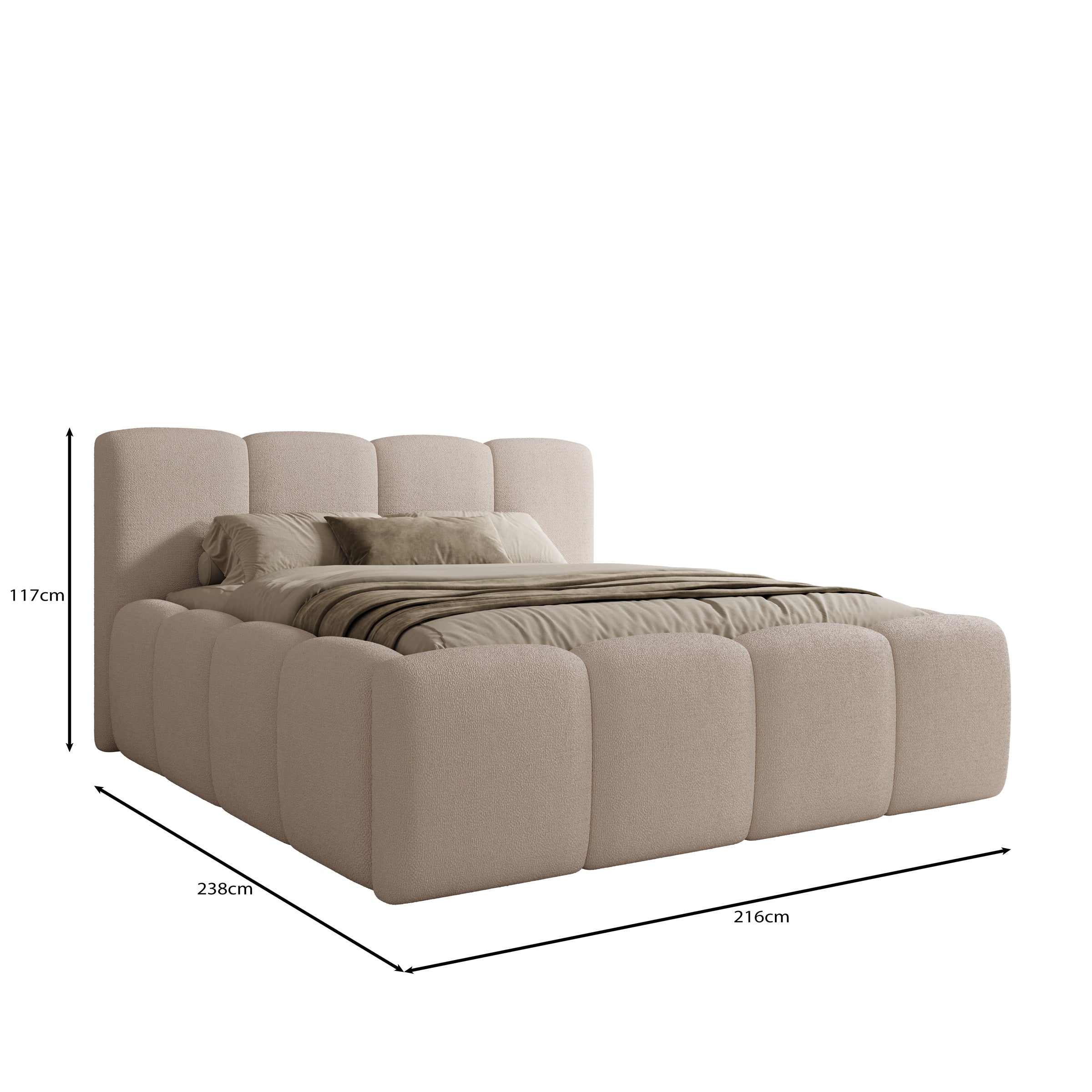 Nihito - Tweepersoonsbed - Stof beige - 180x200 cm