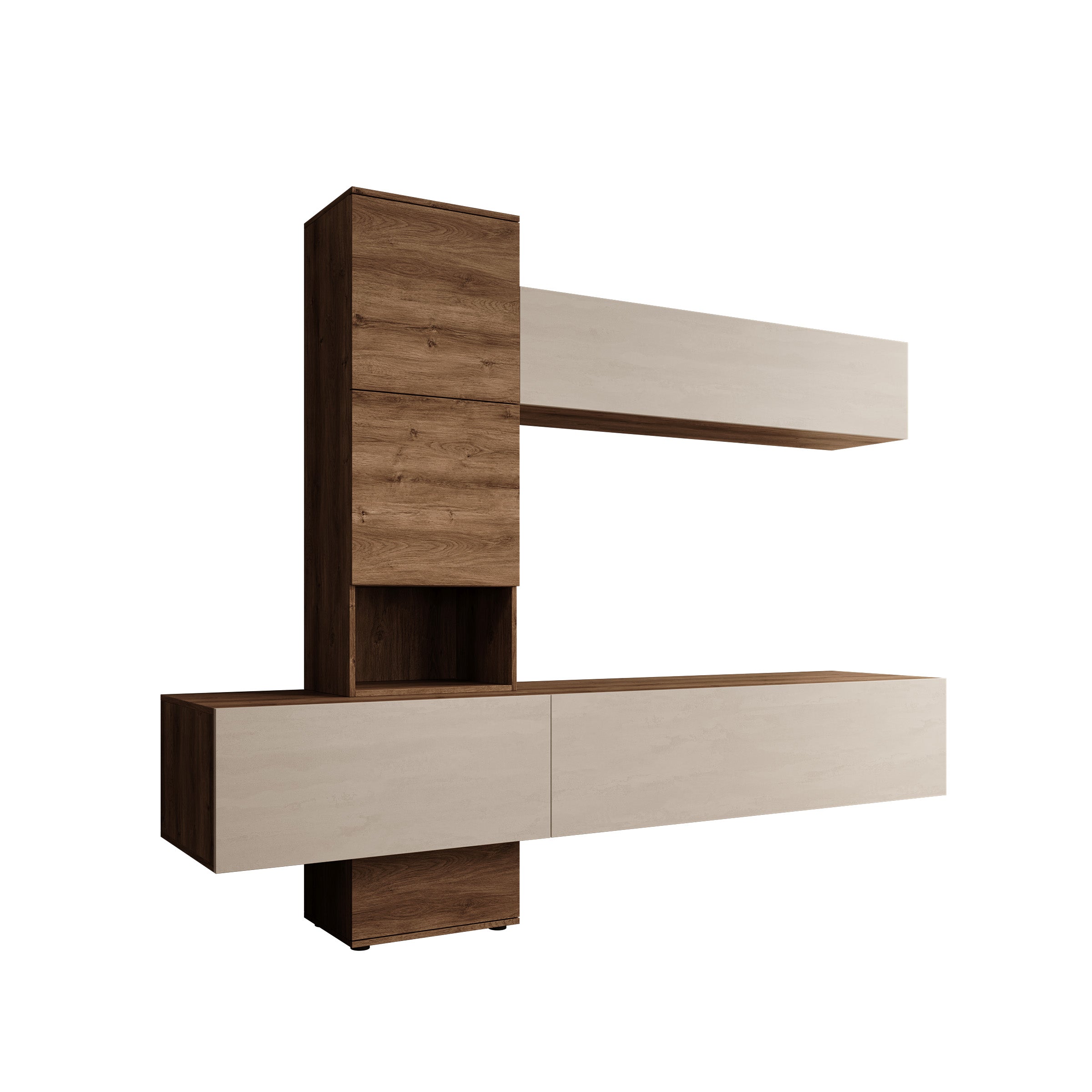 Nikiboko - Wandmeubel - Beige/Eikenpatroon - 240x50x196 cm