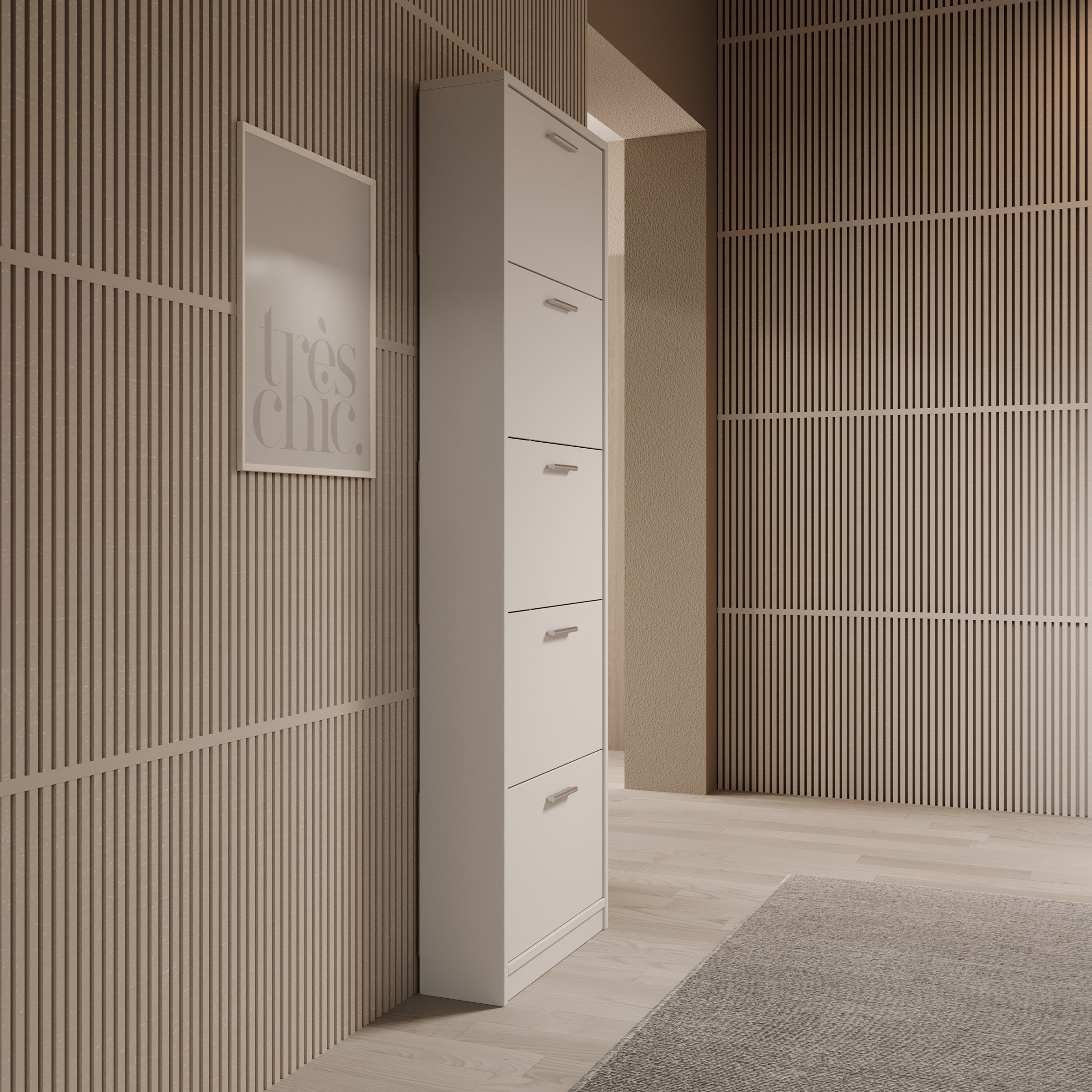 Nivik - Schoenenkast 5 vakken - Wit - 58x20x186 cm