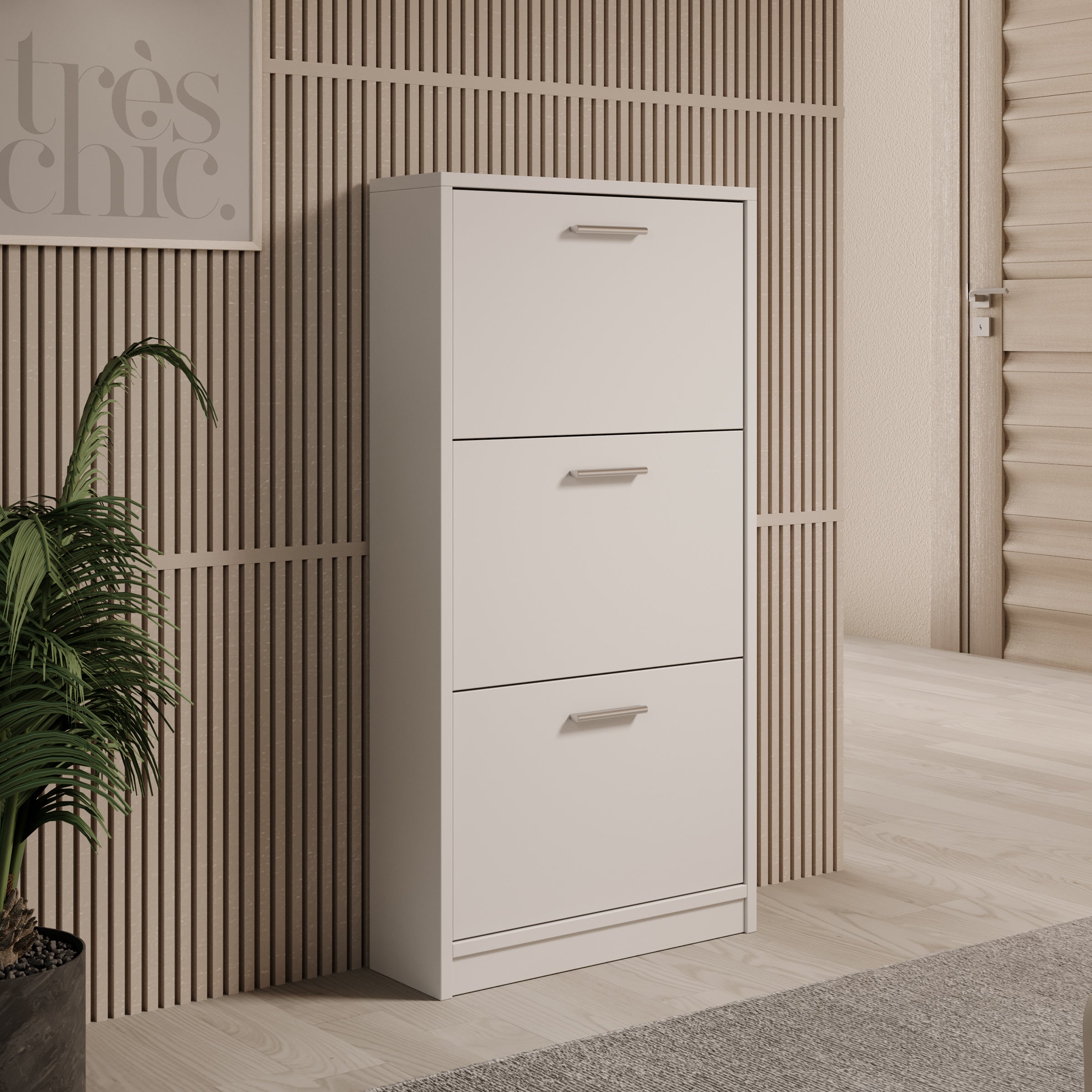 Nivik - Schoenenkast 3 vakken - Wit - 58x20x116 cm