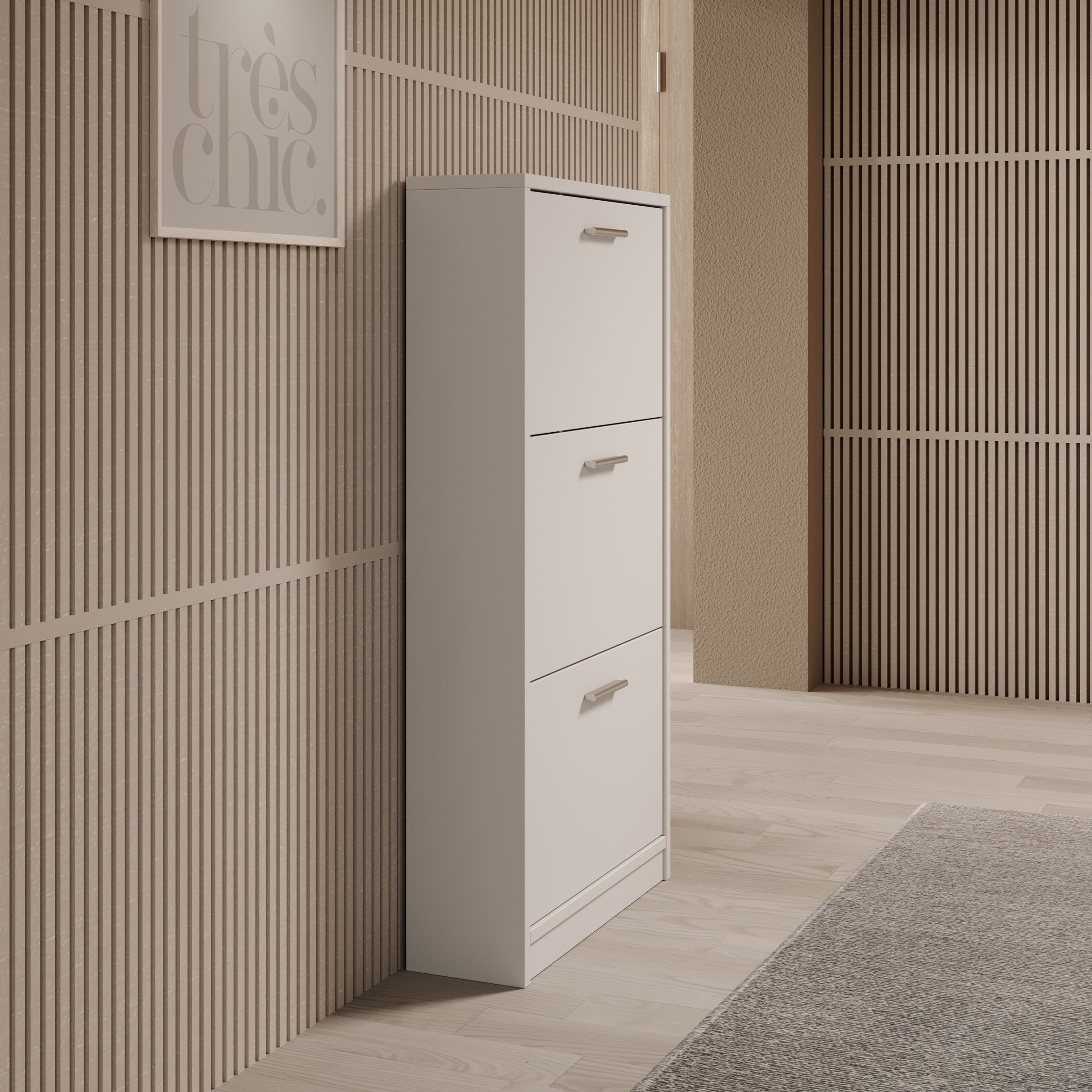 Nivik - Schoenenkast 3 vakken - Wit - 58x20x116 cm