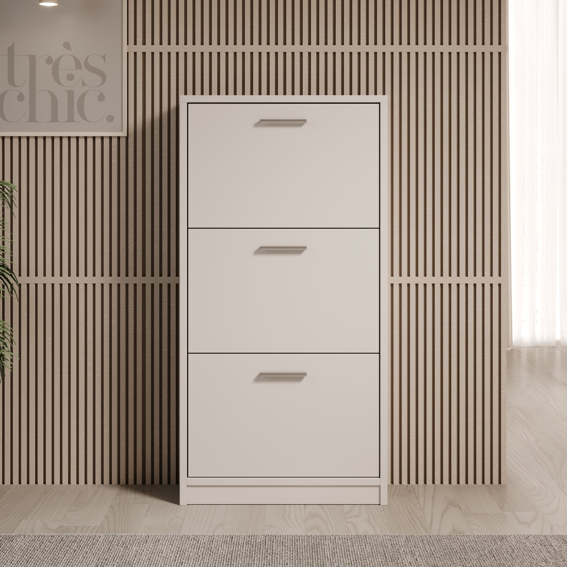 Nivik - Schoenenkast 3 vakken - Wit - 58x20x116 cm