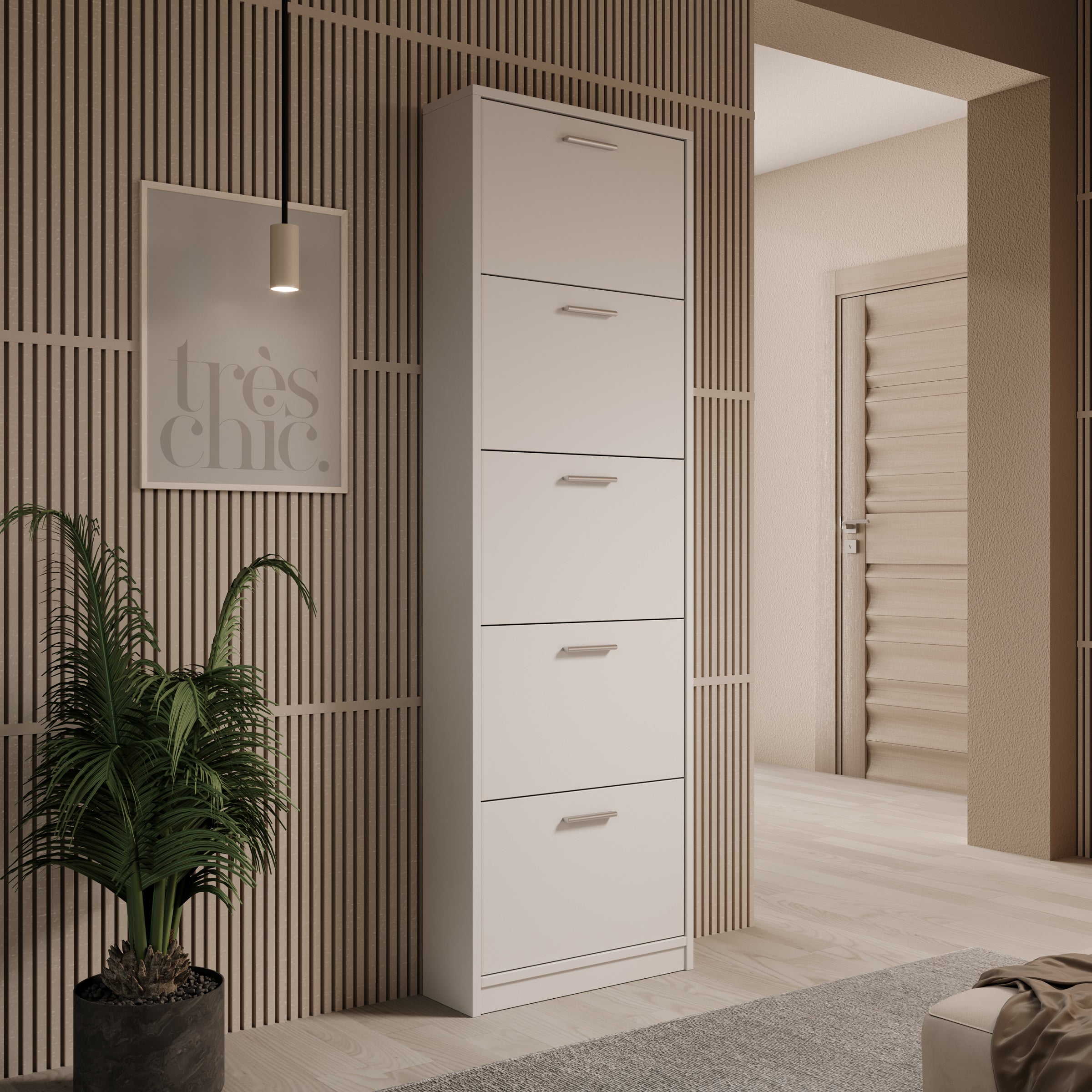 Nivik - Schoenenkast 5 vakken - Wit - 58x20x186 cm