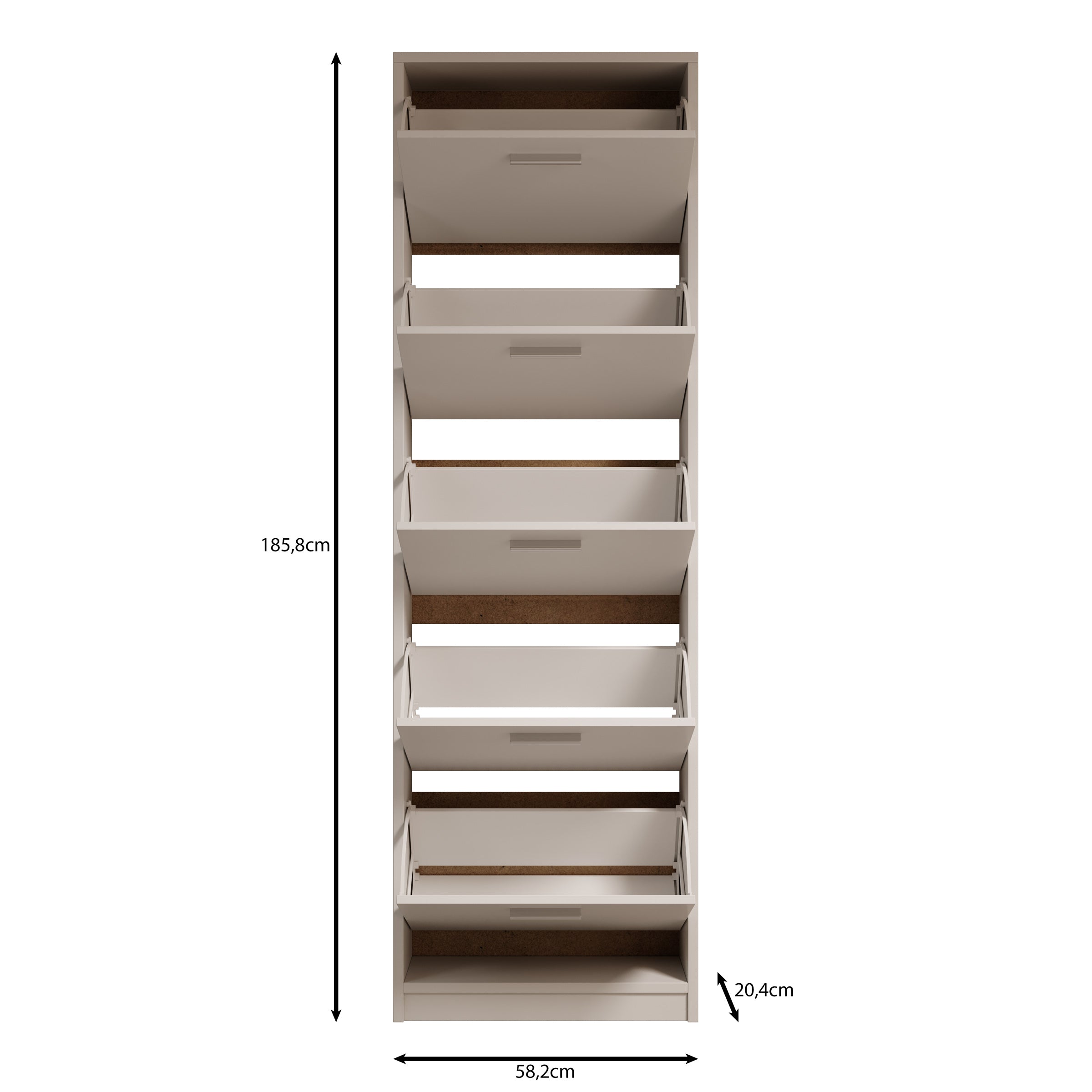Nivik - Schoenenkast 5 vakken - Wit - 58x20x186 cm