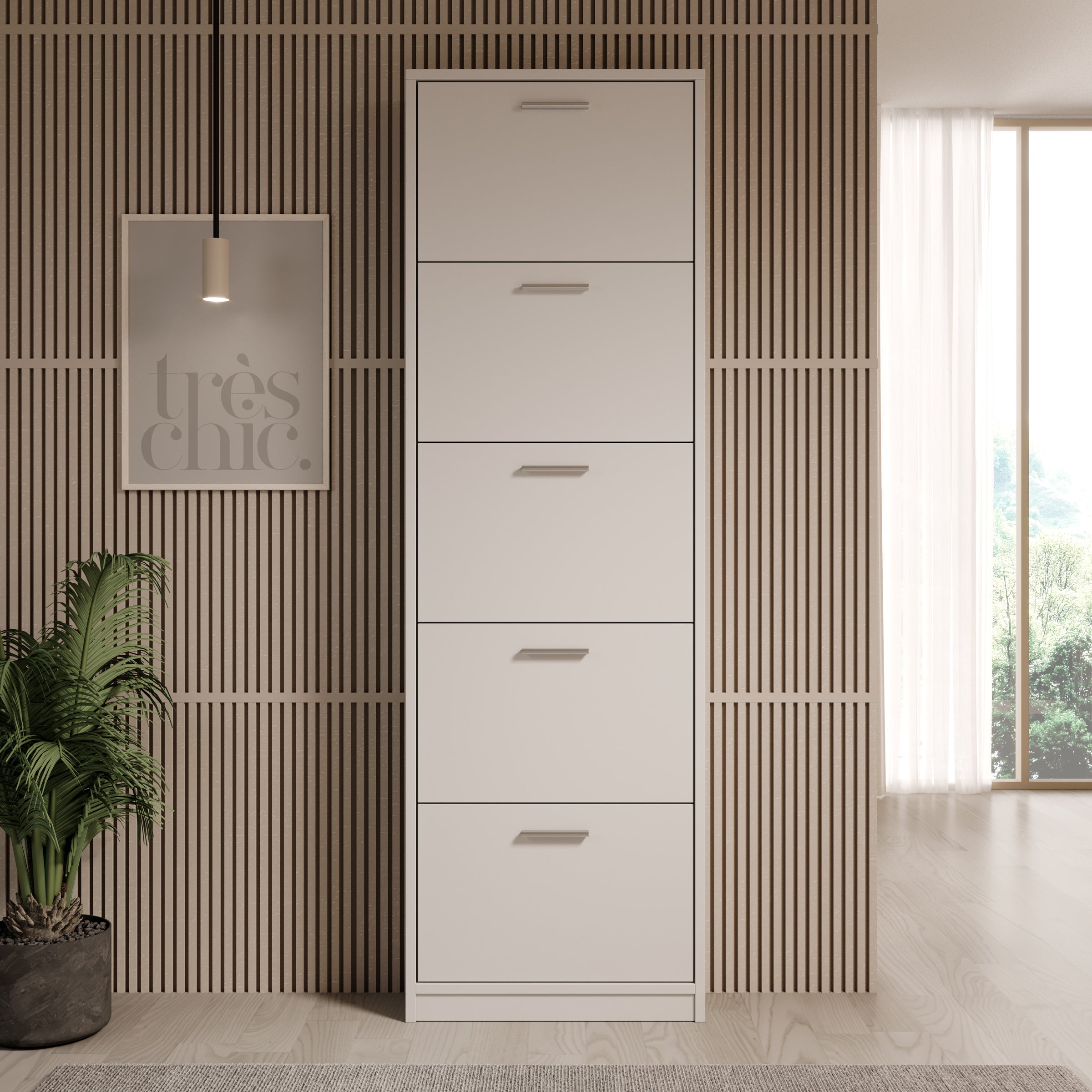 Nivik - Schoenenkast 5 vakken - Wit - 58x20x186 cm