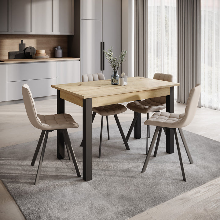 Noah - Eetkamertafel - Eiken/zwart - 120x70x76 cm