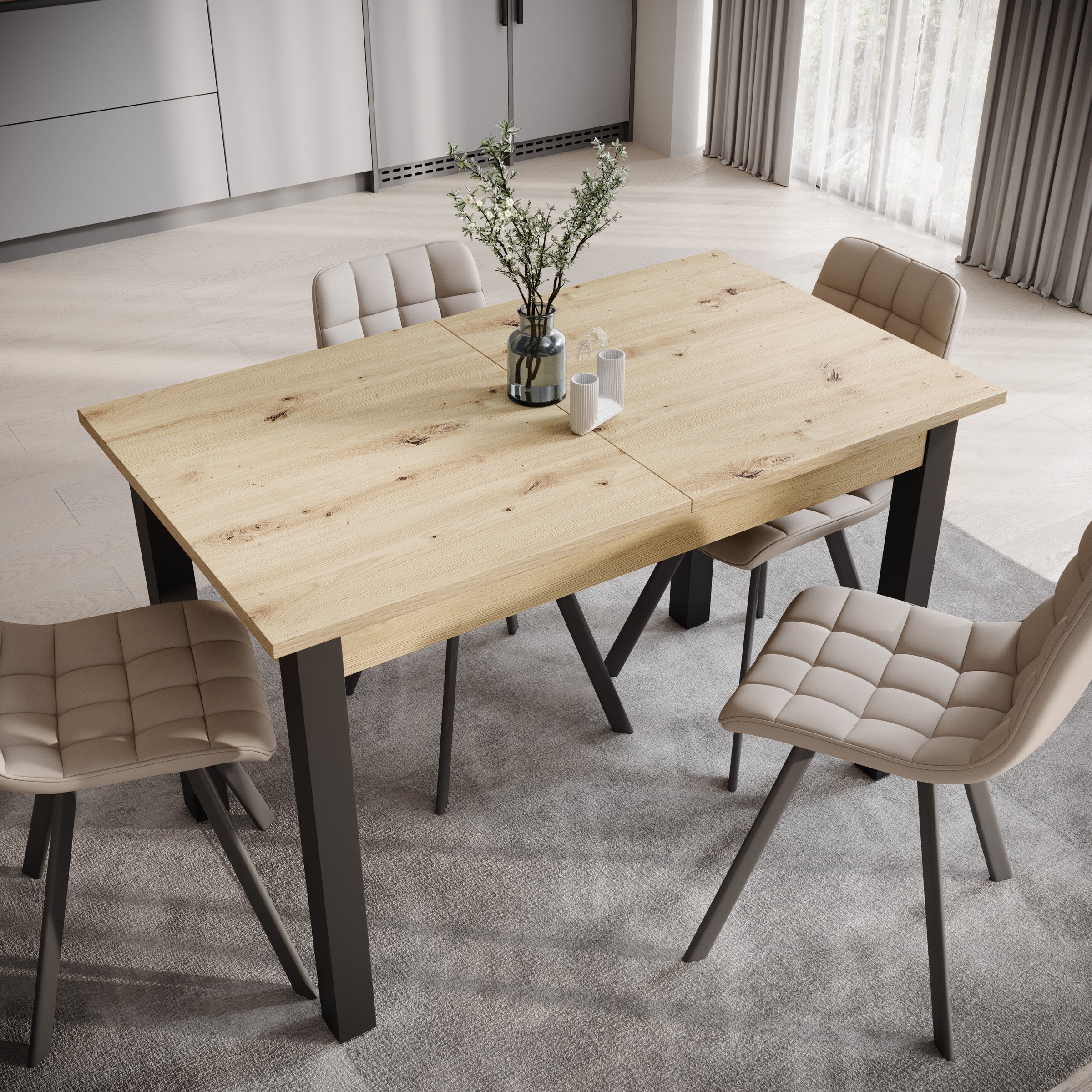 Noah - Eetkamertafel - Eiken/zwart - 120x70x76 cm