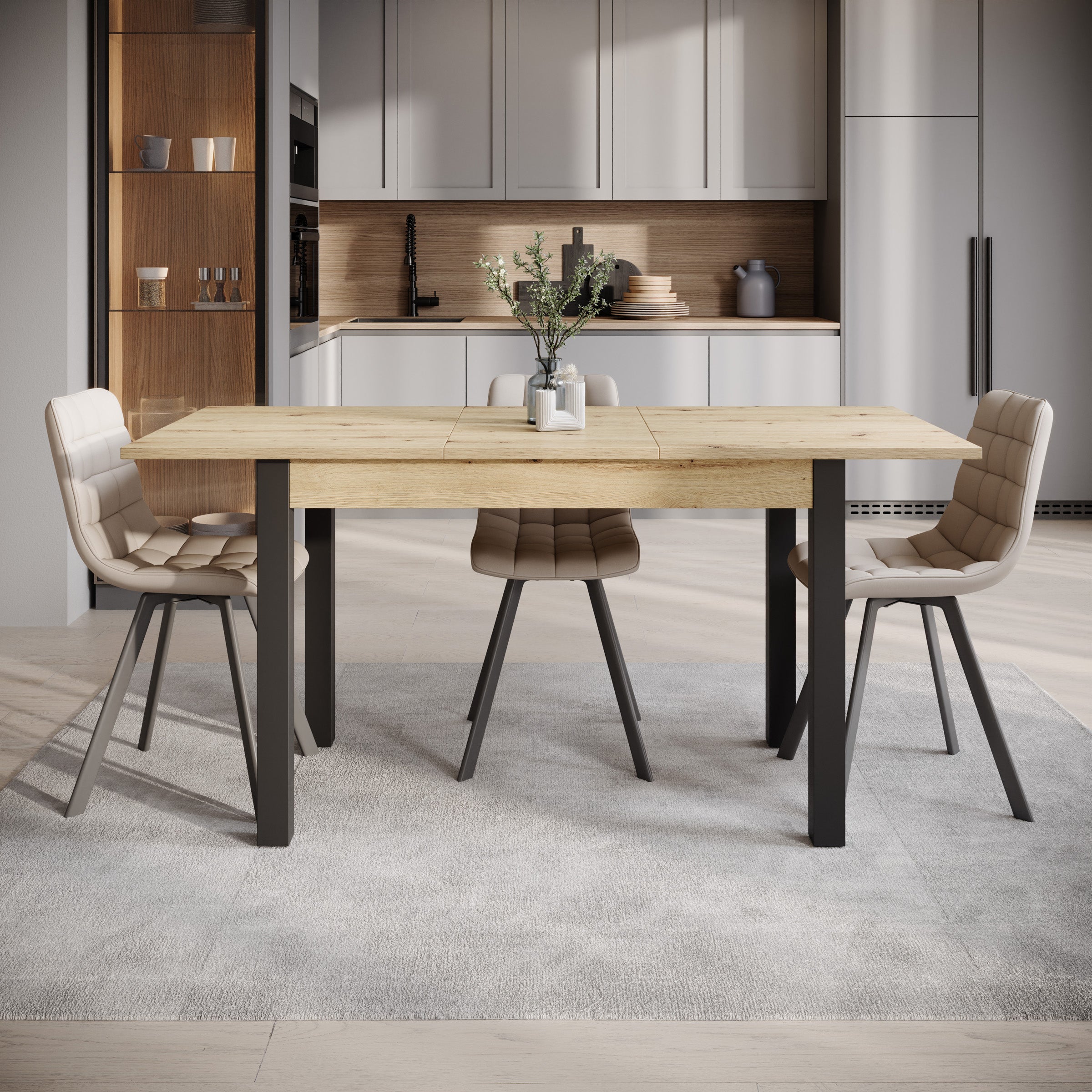 Noah - Eetkamertafel - Eiken/zwart - 120x70x76 cm
