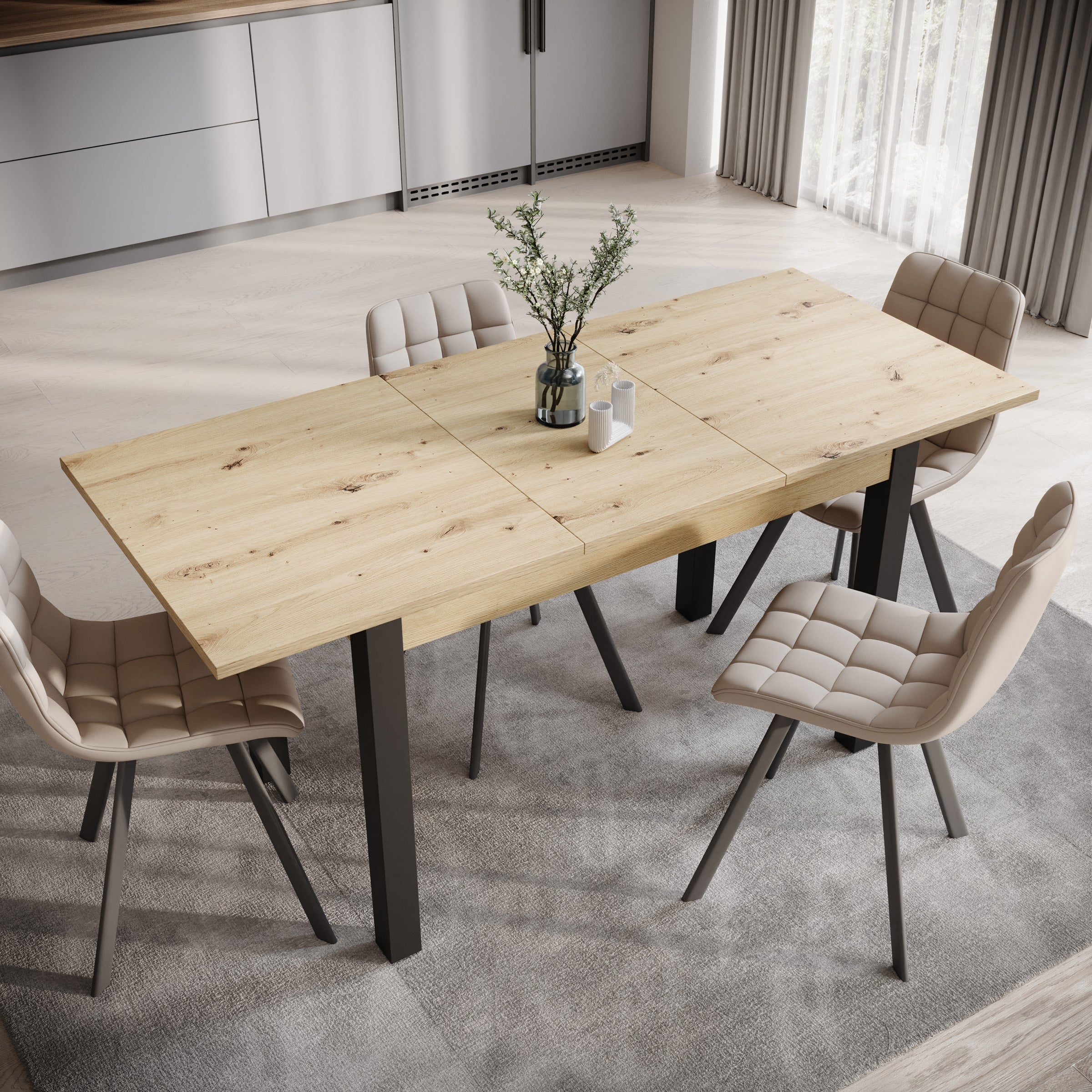Noah - Eetkamertafel - Eiken/zwart - 120x70x76 cm