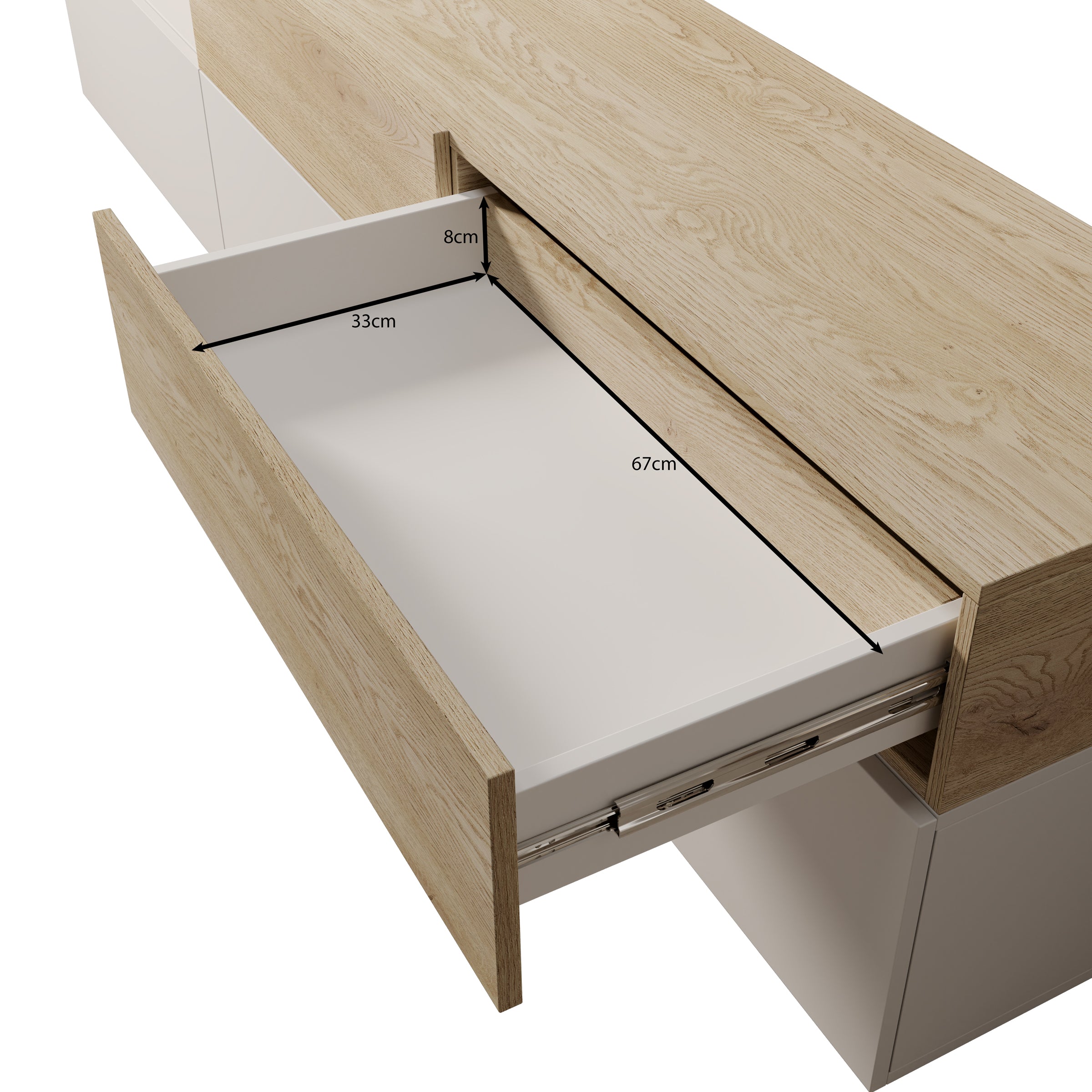 Nobu - Wandmeubel - Grijs/Eikenpatroon - 225x40x209 cm
