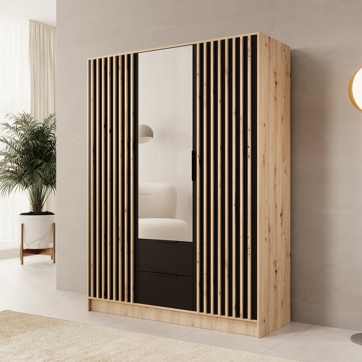 Nocturna - Kledingkast 2 deurs - Eiken/Zwart - 150x51x200 cm