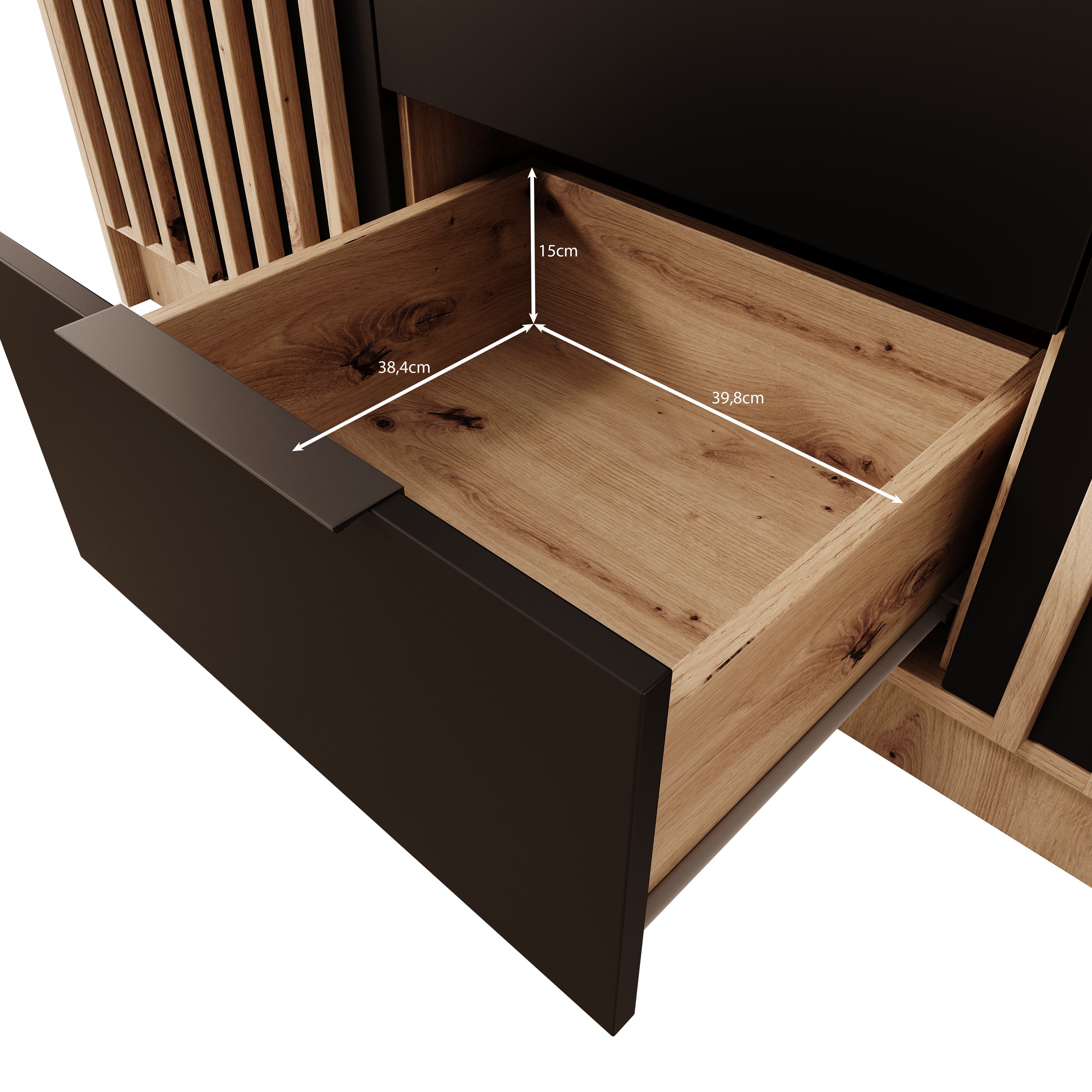 Nocturna - Kledingkast 2 deurs - Eiken/Zwart - 150x51x200 cm