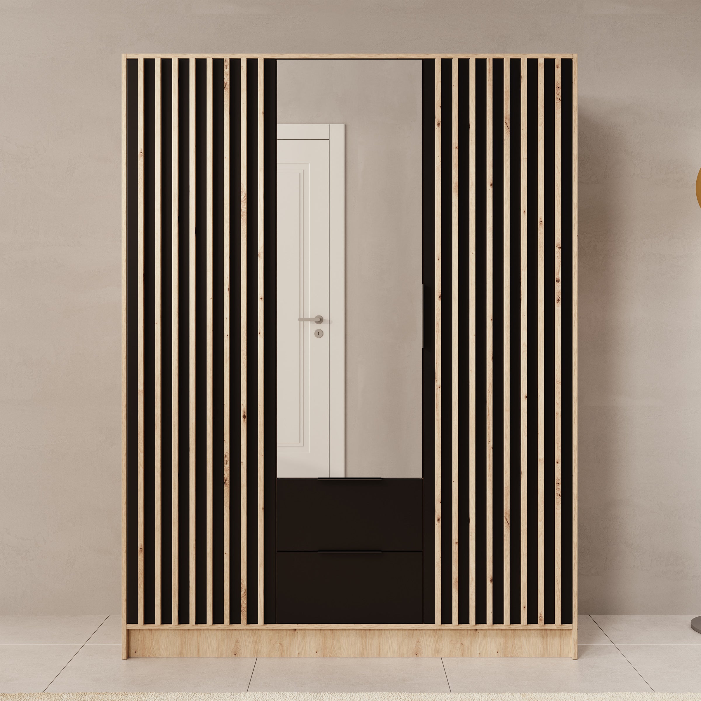 Nocturna - Kledingkast 2 deurs - Eiken/Zwart - 150x51x200 cm