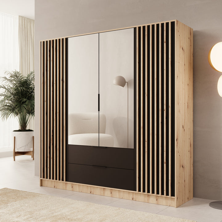 Nocturna - Kledingkast 2 deurs - Eiken/Zwart - 200x51x200 cm
