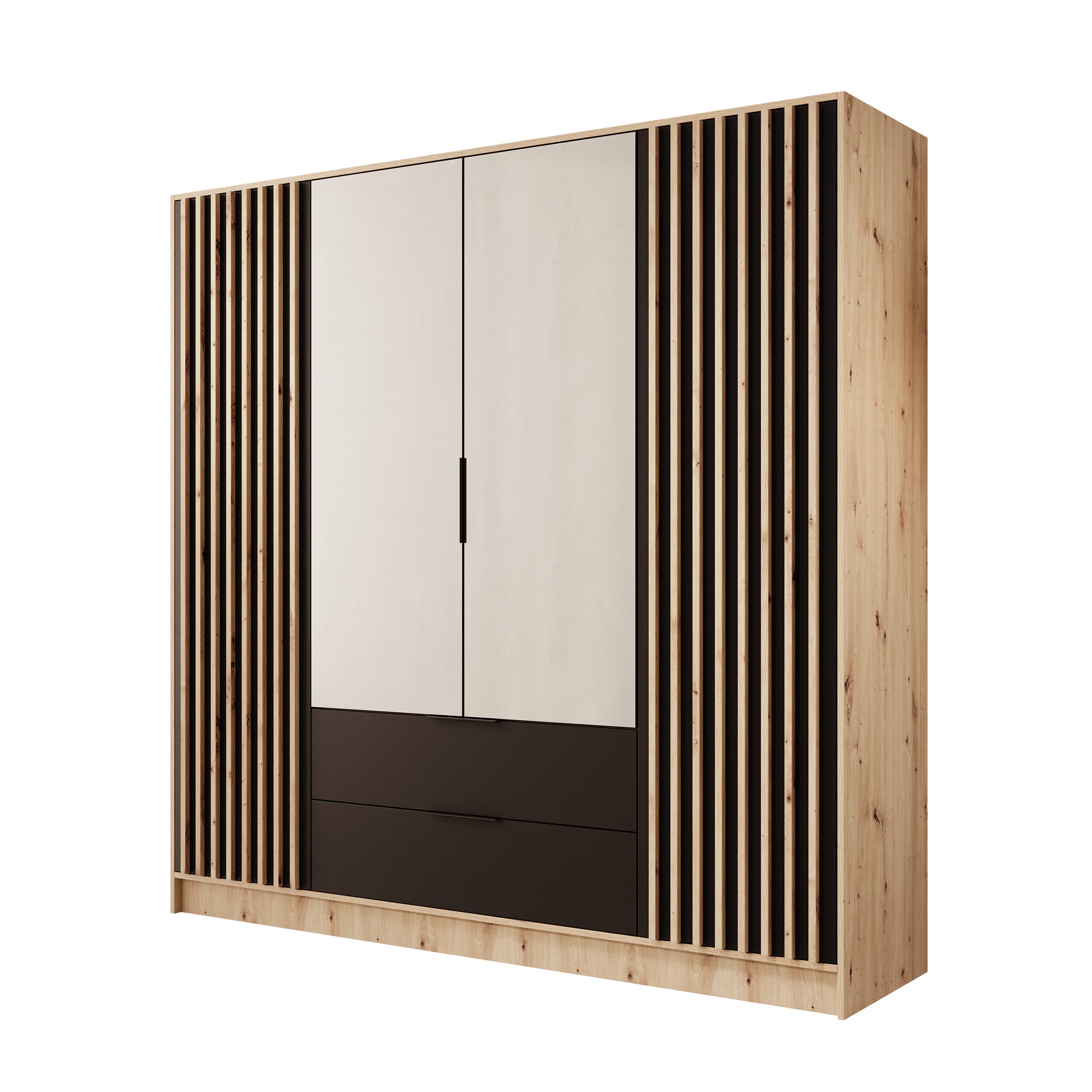 Nocturna - Kledingkast 2 deurs - Eiken/Zwart - 200x51x200 cm