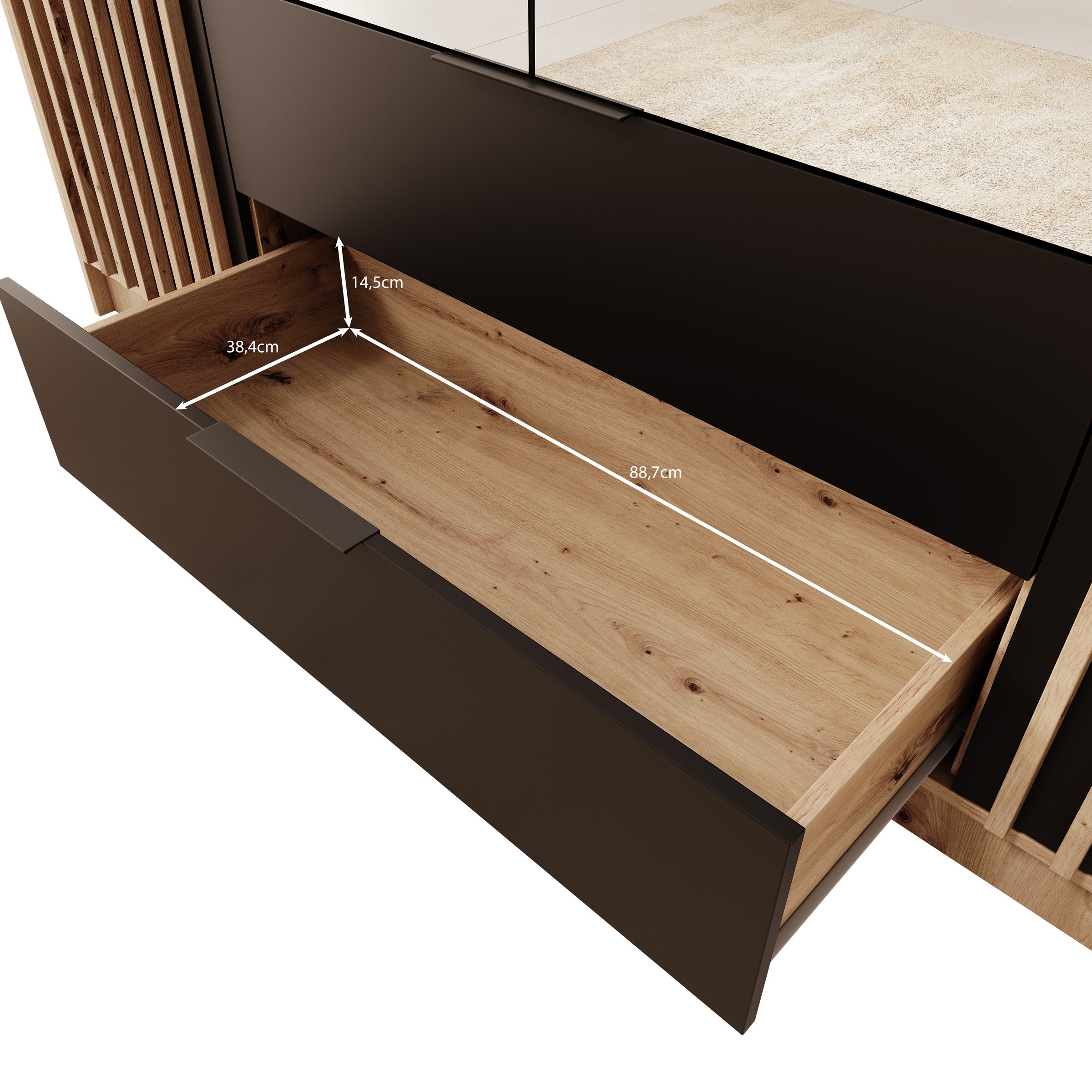 Nocturna - Kledingkast 2 deurs - Eiken/Zwart - 200x51x200 cm