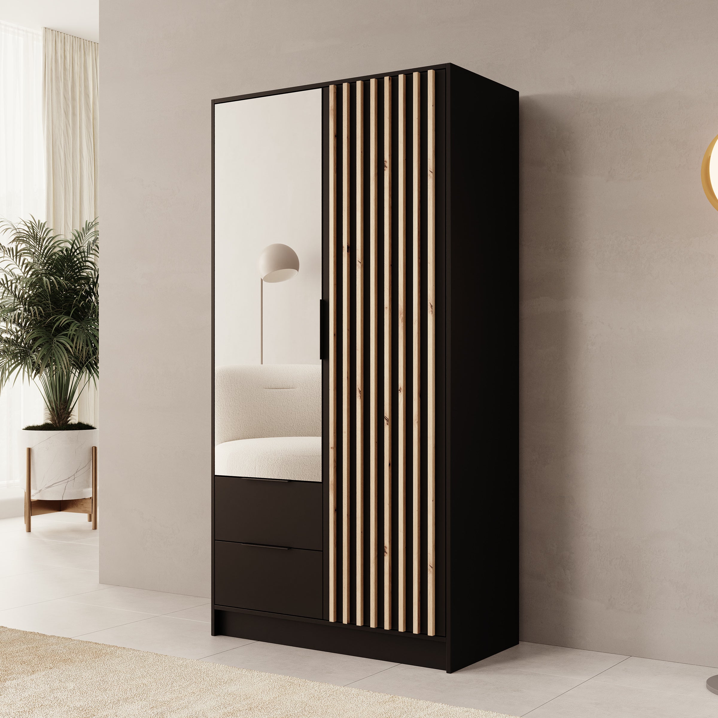 Nocturna - Kledingkast 2 deurs - Zwart - 102x51x200 cm